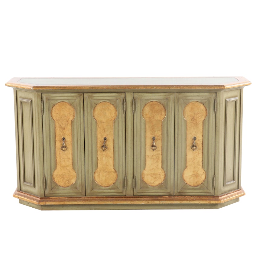 Green Painted and Partial Gilt Sideboard, Mid 20th Century