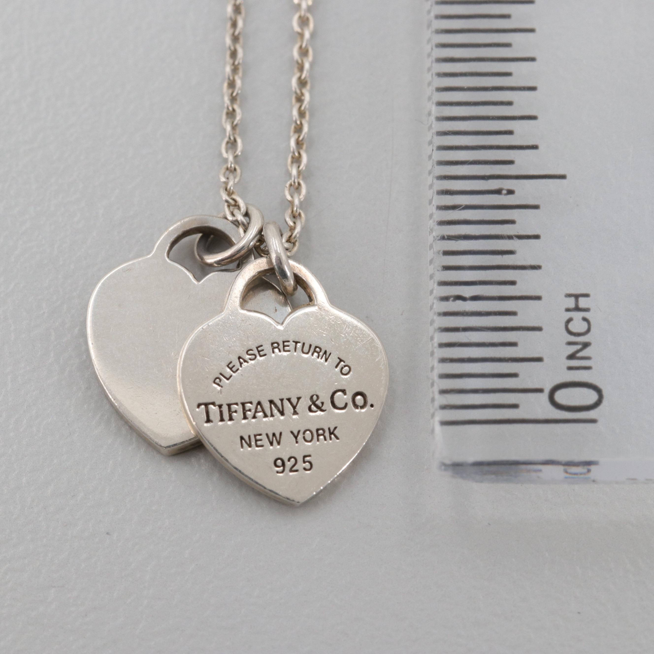 Tiffany & Co. "Return to Tiffany" Sterling Silver Double Heart Pendant Necklace
