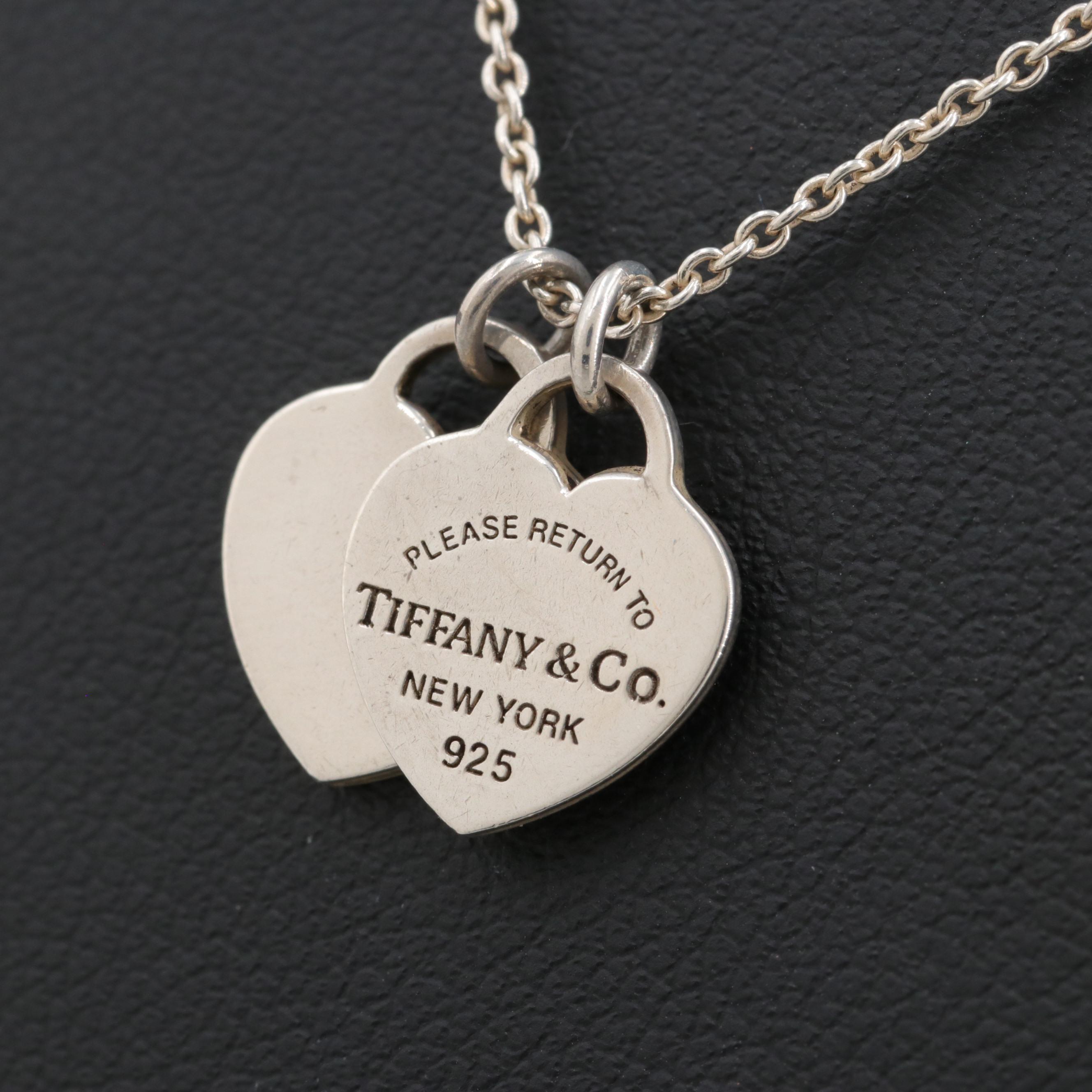 Tiffany & Co. "Return to Tiffany" Sterling Silver Double Heart Pendant Necklace