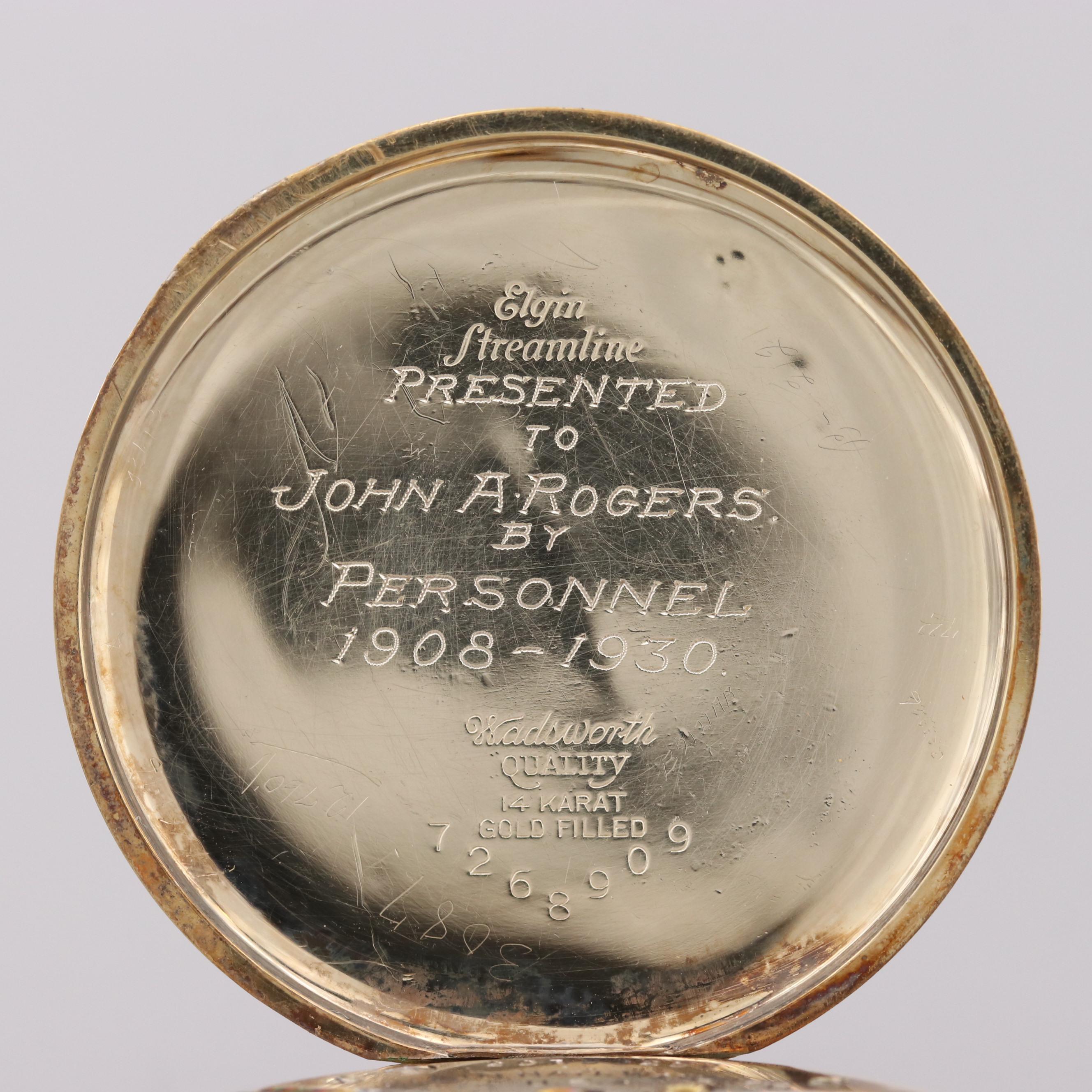 Vintage Elgin 14K Gold Filled Open Face Pocket Watch