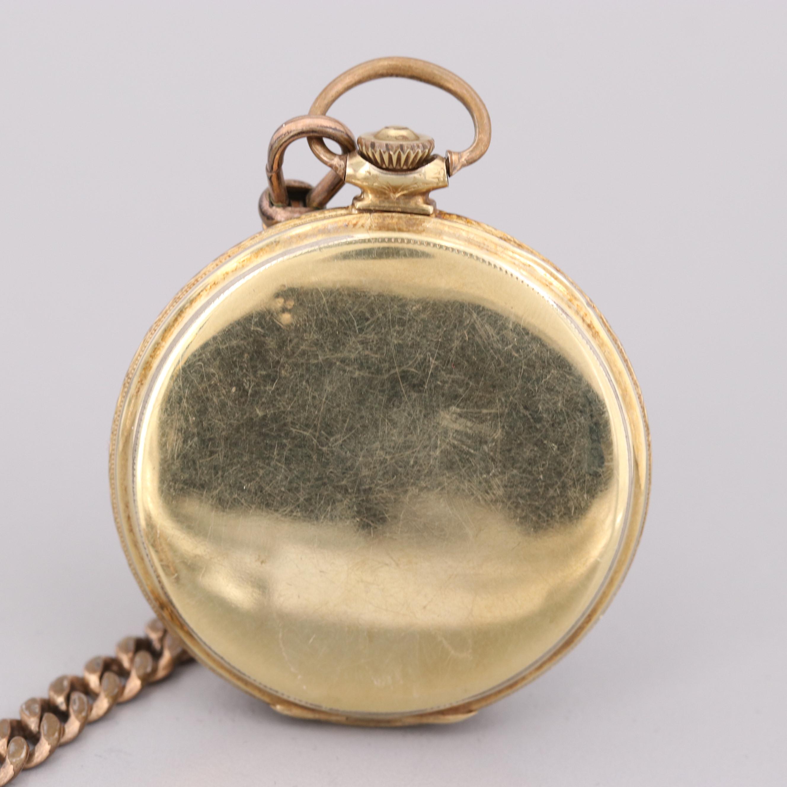Vintage Elgin 14K Gold Filled Open Face Pocket Watch