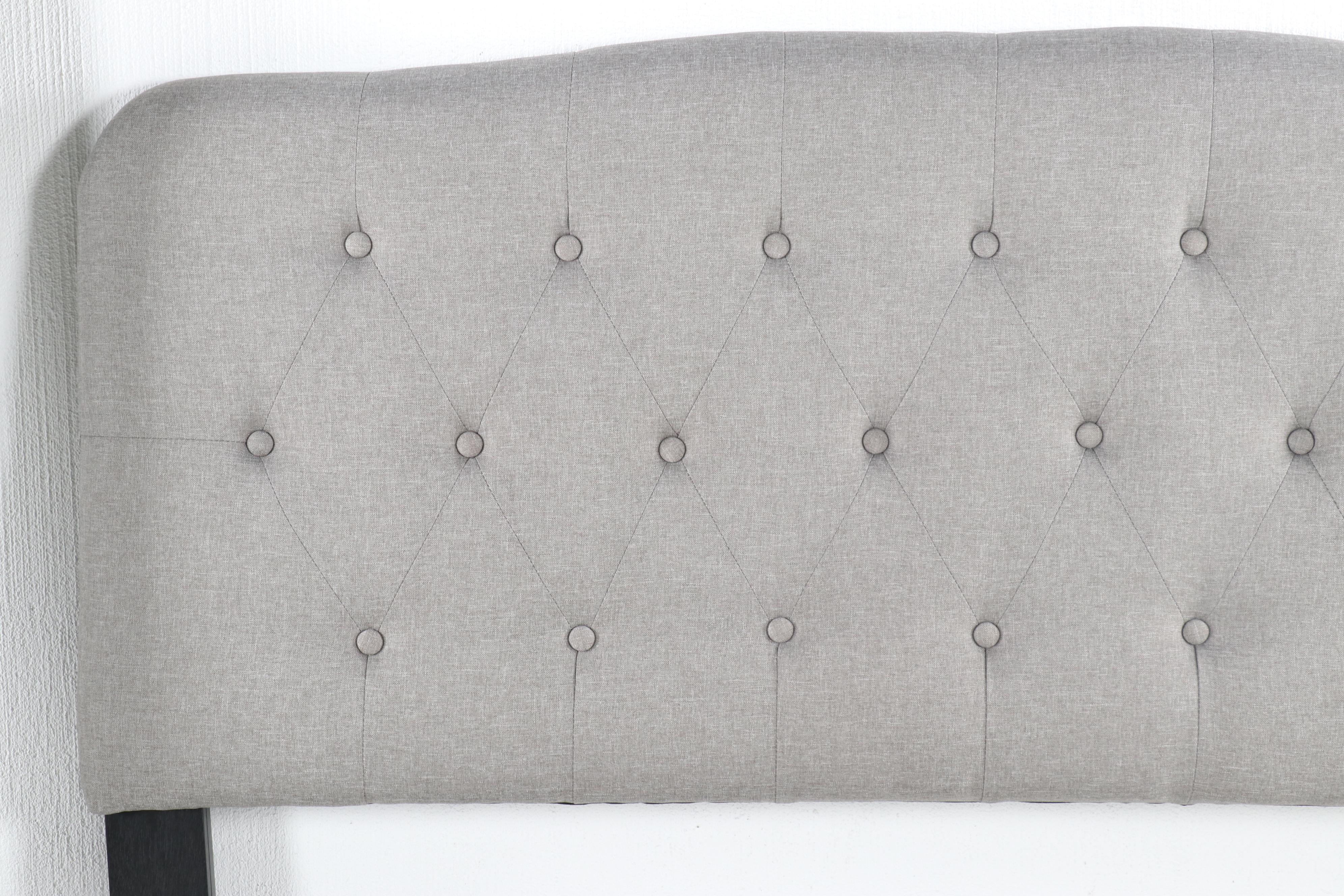 Contemporary Crown Mark Fabric Upholstered Button Tufted Queen Size Headboard