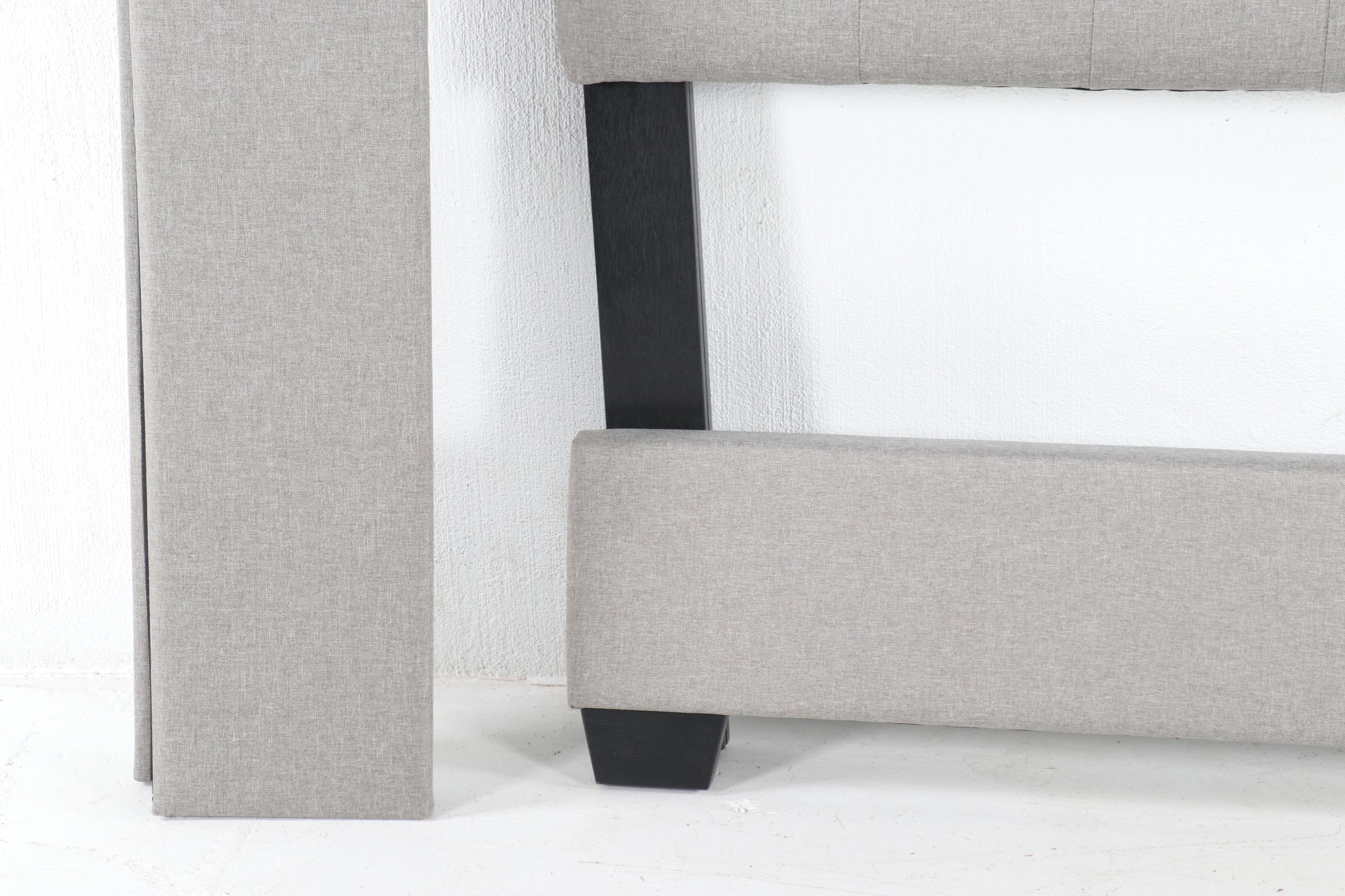 Contemporary Crown Mark Fabric Upholstered Button Tufted Queen Size Headboard