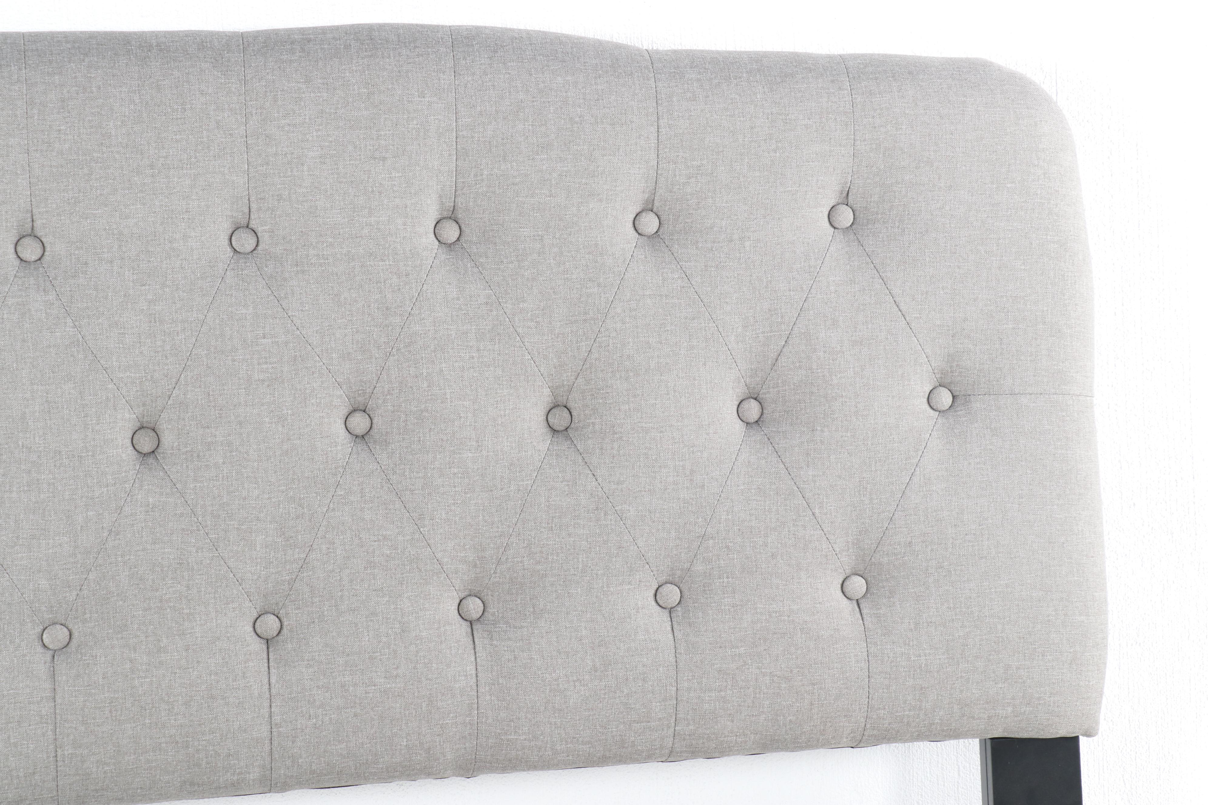 Contemporary Crown Mark Fabric Upholstered Button Tufted Queen Size Headboard