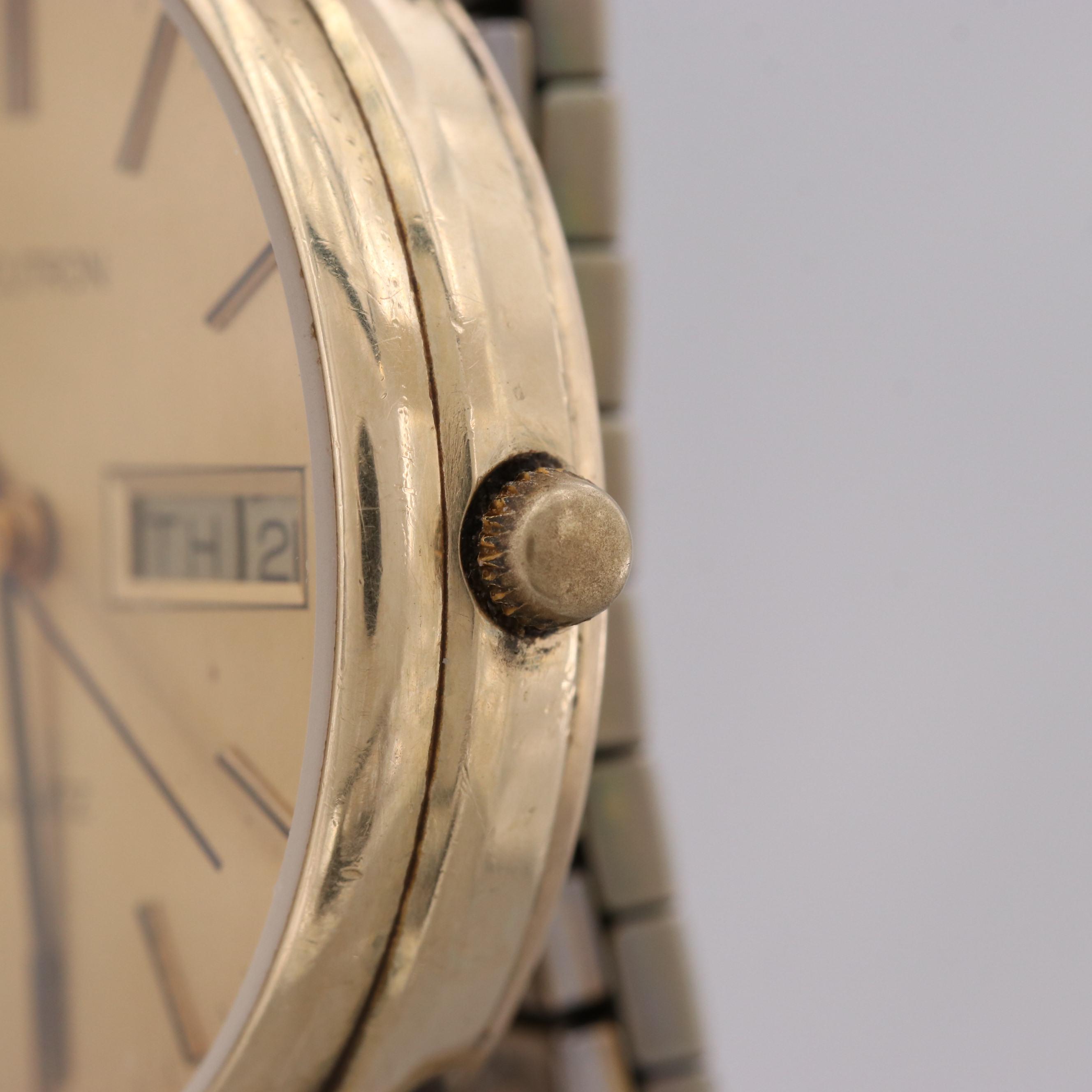 Vintage Bulova Accutron 14K Yellow Gold Quartz Watch with Day and Date