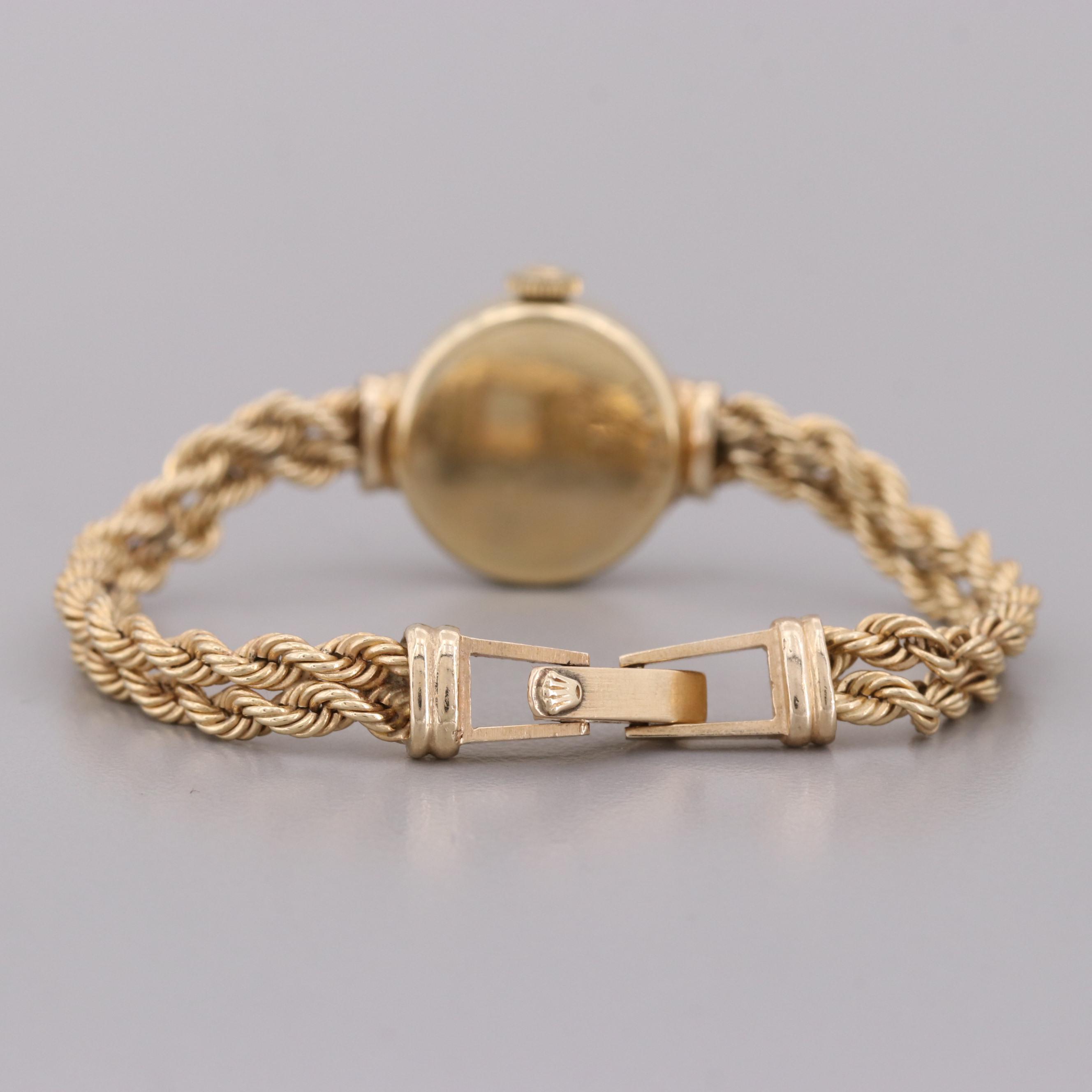 Rolex 14K Yellow Gold and Diamond Bezel Stem Wind Watch