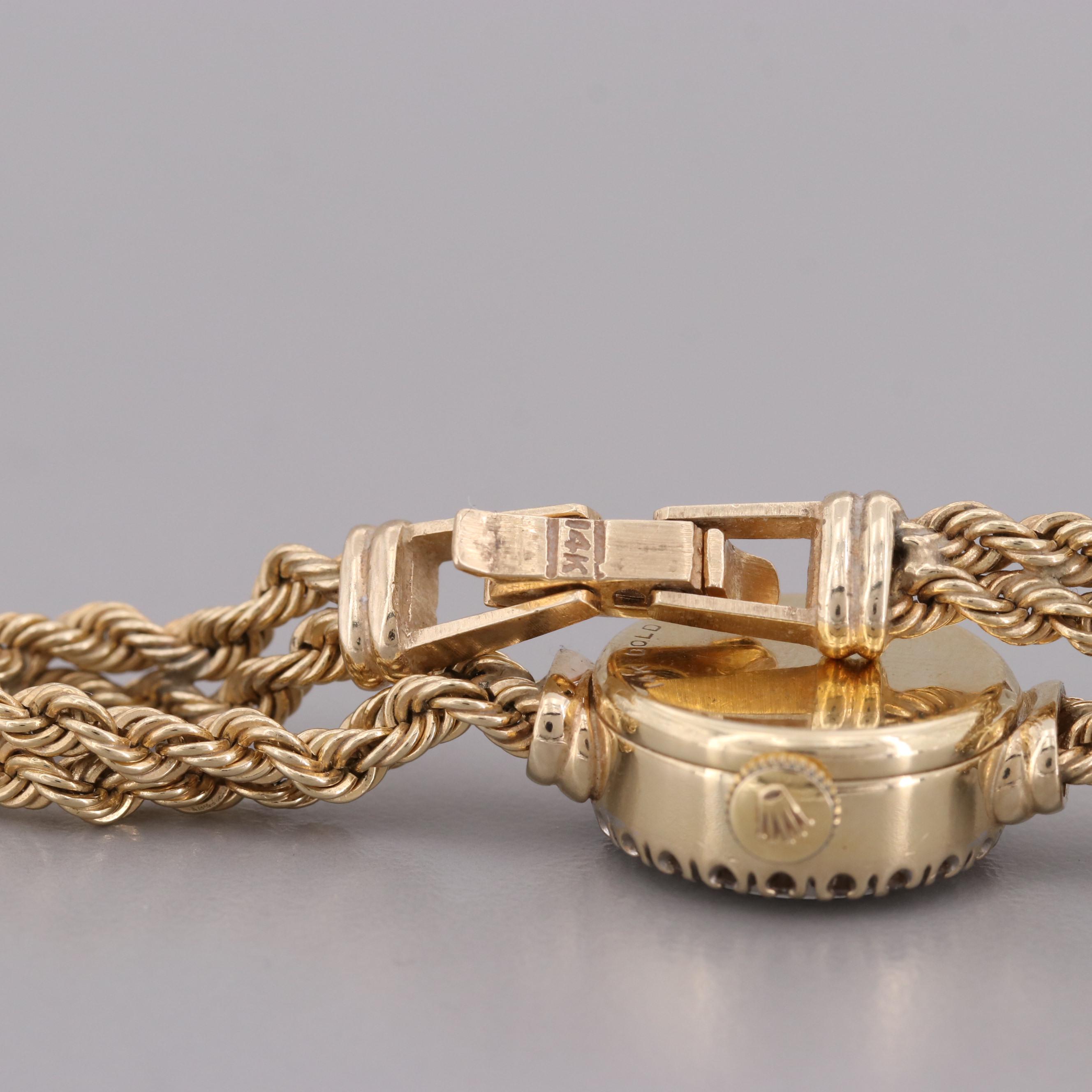 Rolex 14K Yellow Gold and Diamond Bezel Stem Wind Watch