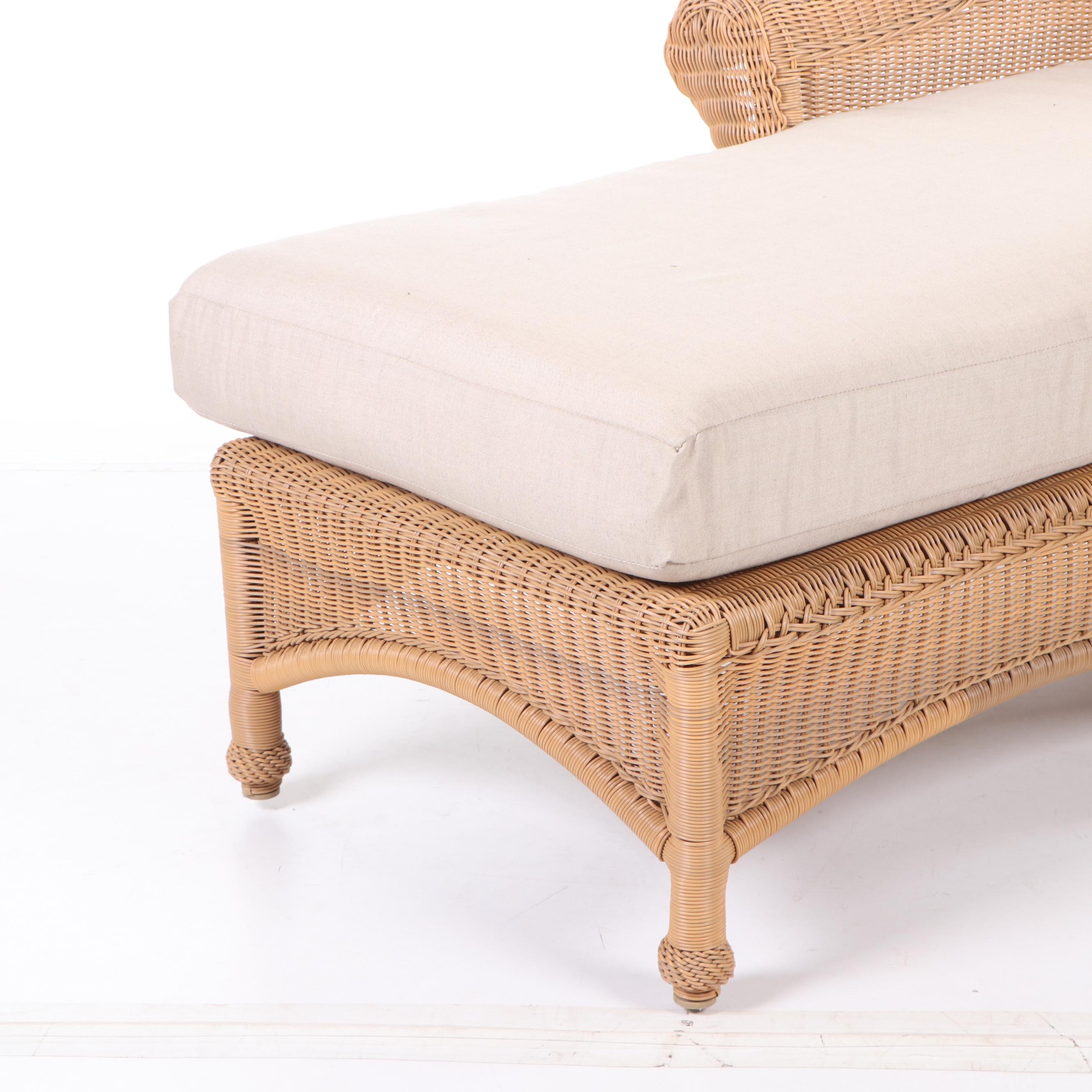 Contemporary Tan Wicker Chaise Lounge