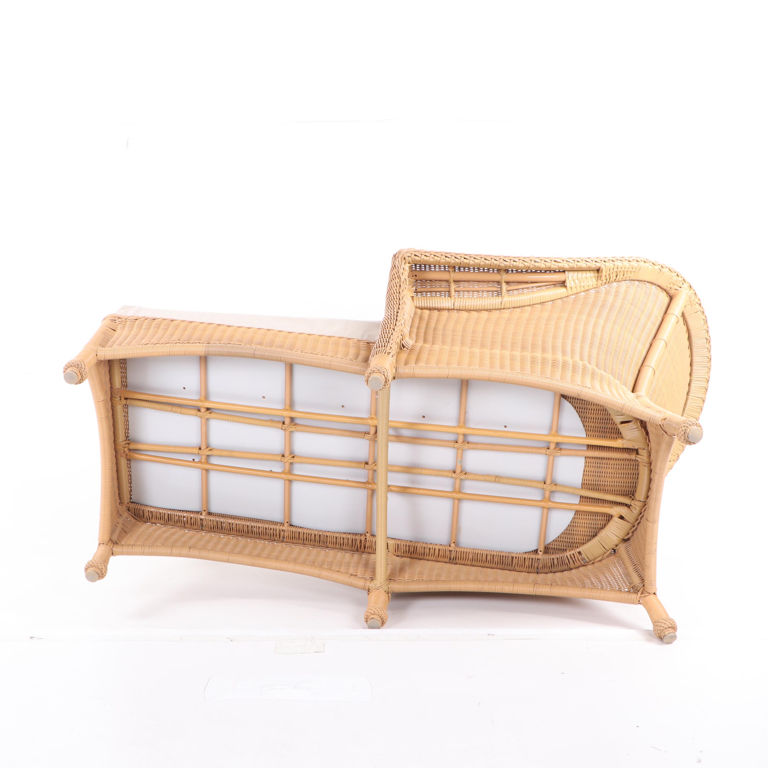 Contemporary Tan Wicker Chaise Lounge