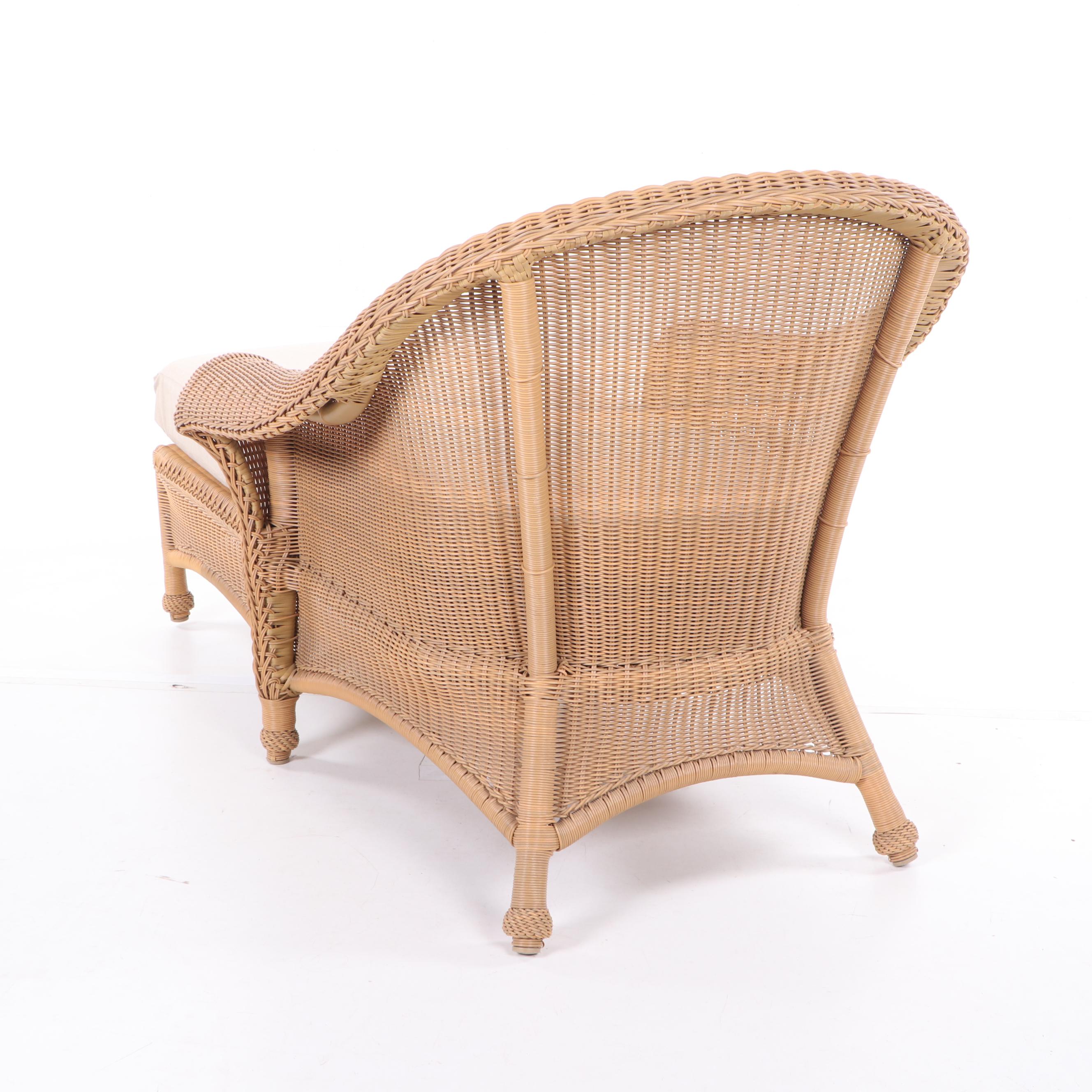 Contemporary Tan Wicker Chaise Lounge