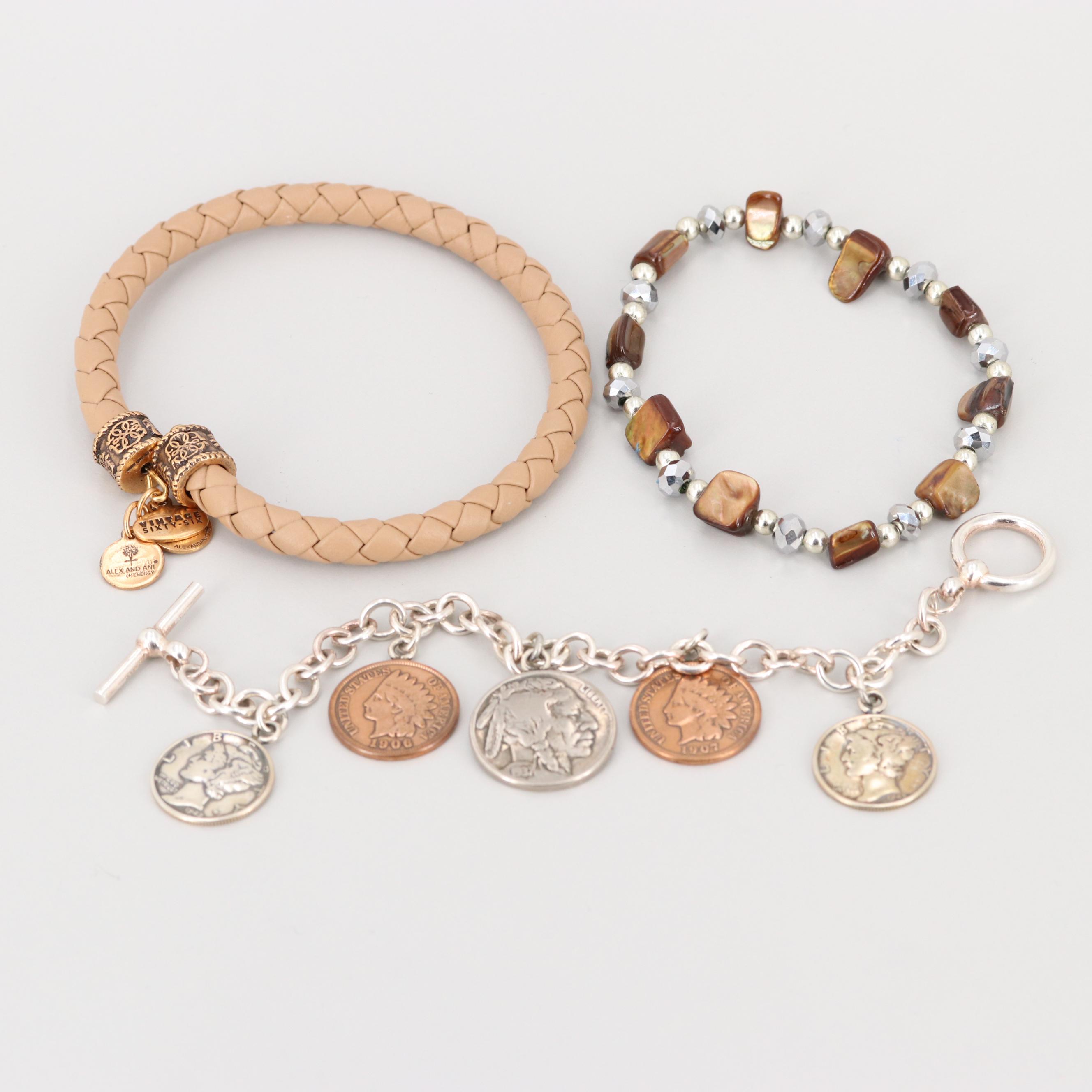 Sterling Silver,  Gold and Silver Tone Bracelets Featuring Alex + Ani