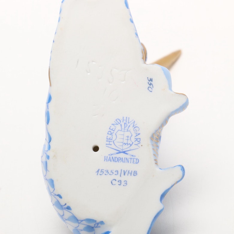 Herend Hungary Unicorn and "Frog Prince" Handpainted Porcelain Figurines