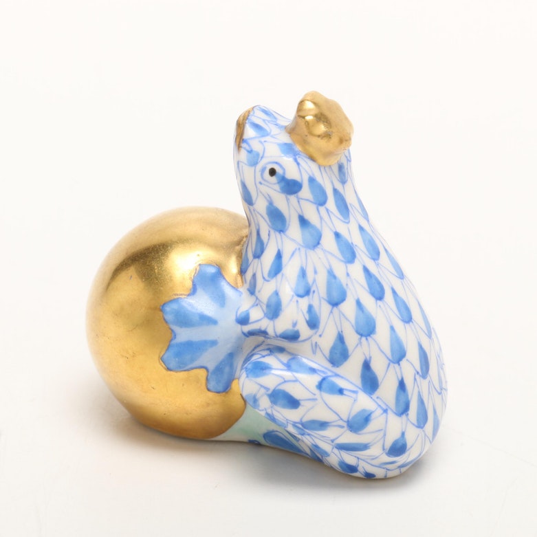 Herend Hungary Unicorn and "Frog Prince" Handpainted Porcelain Figurines