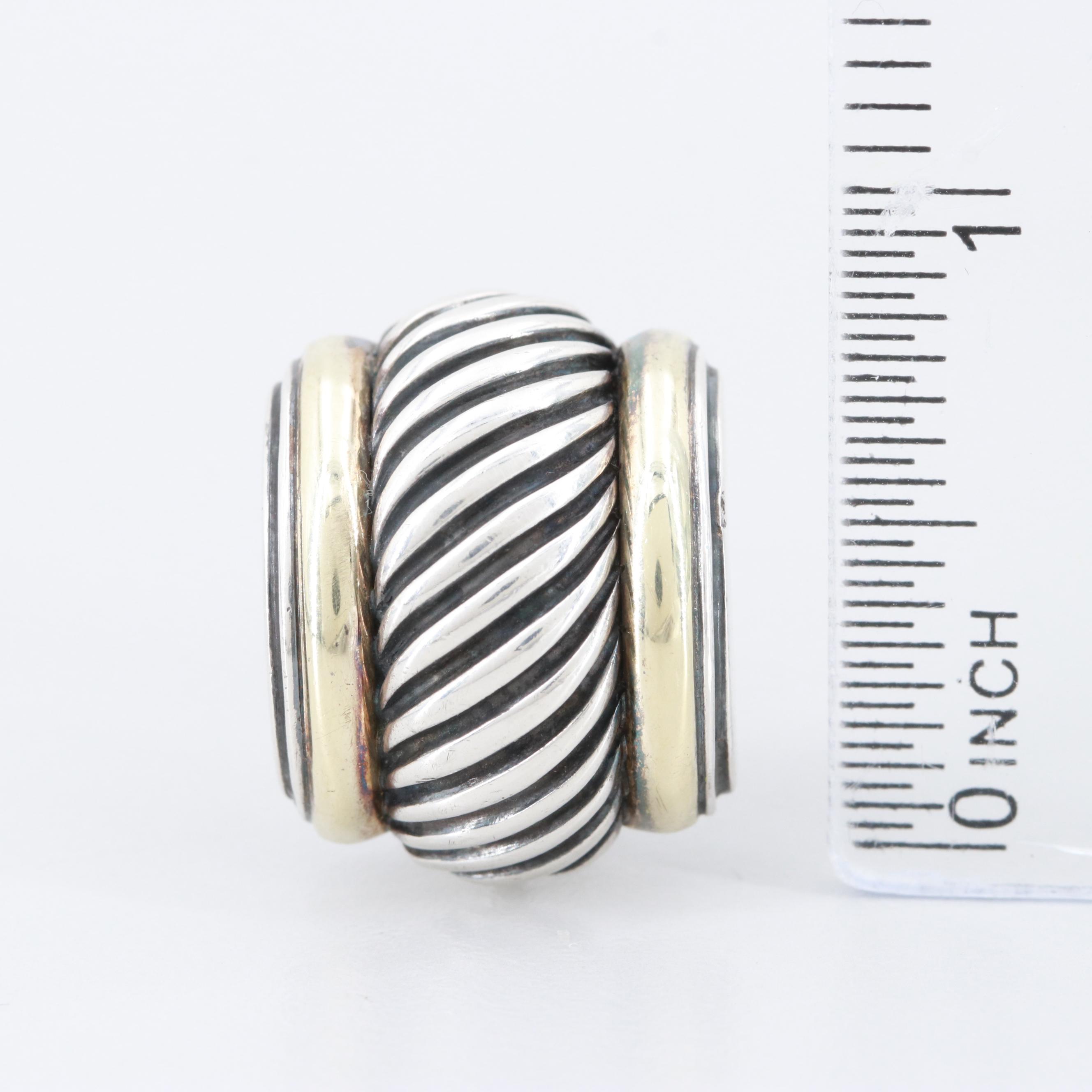 David Yurman Sterling Silver and 14K Earrings