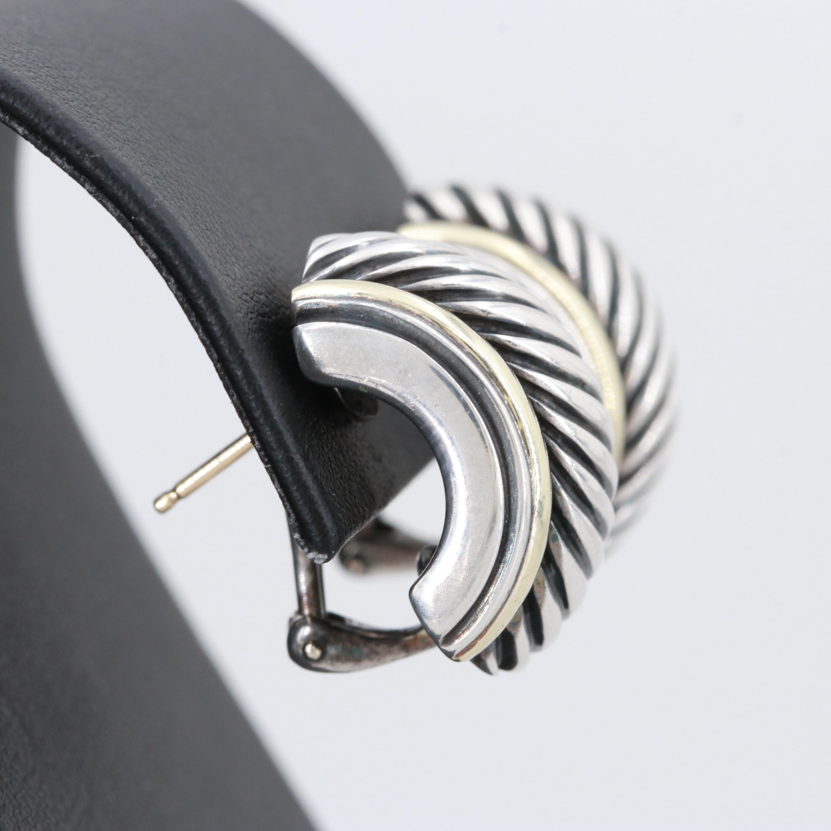 David Yurman Sterling Silver and 14K Earrings