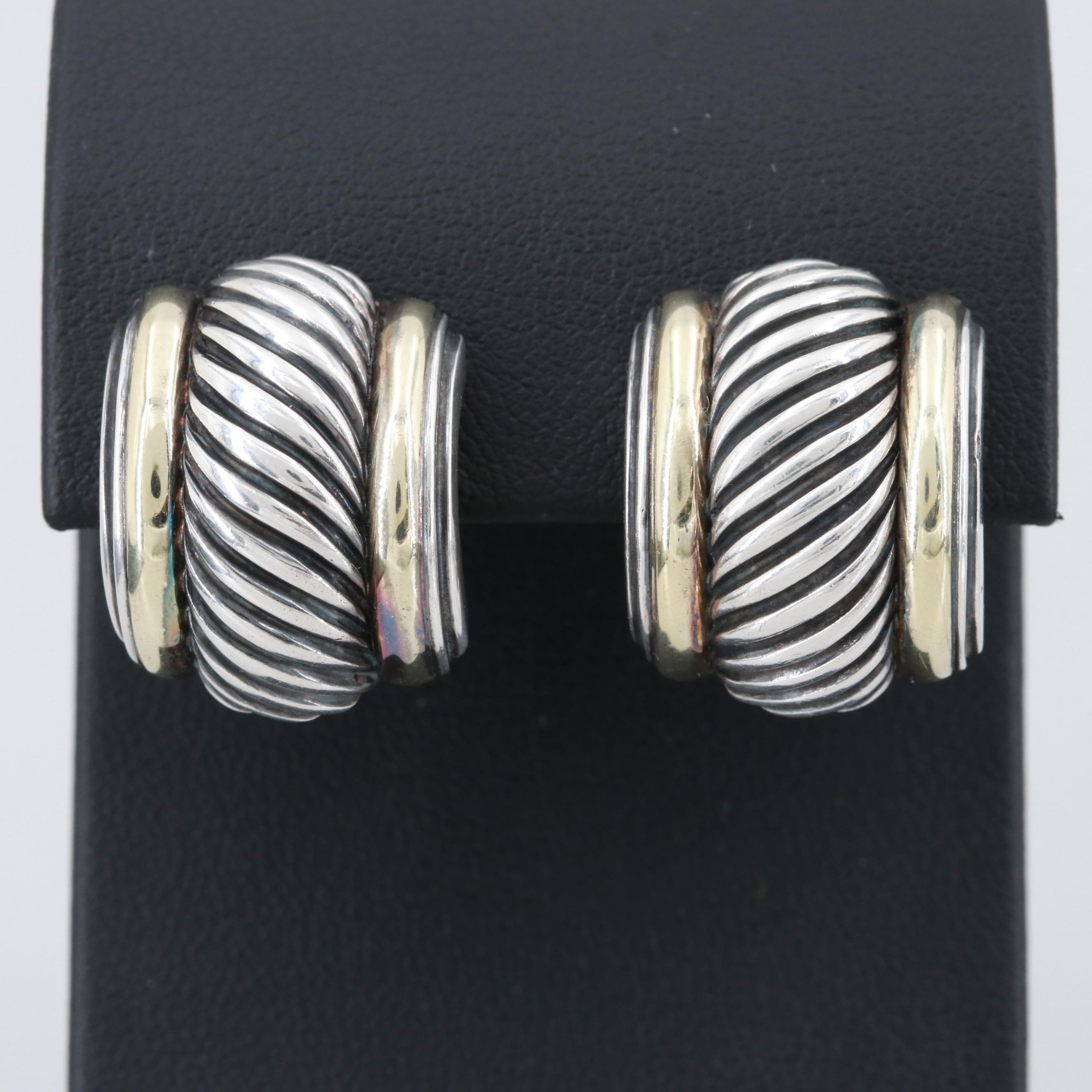 David Yurman Sterling Silver and 14K Earrings