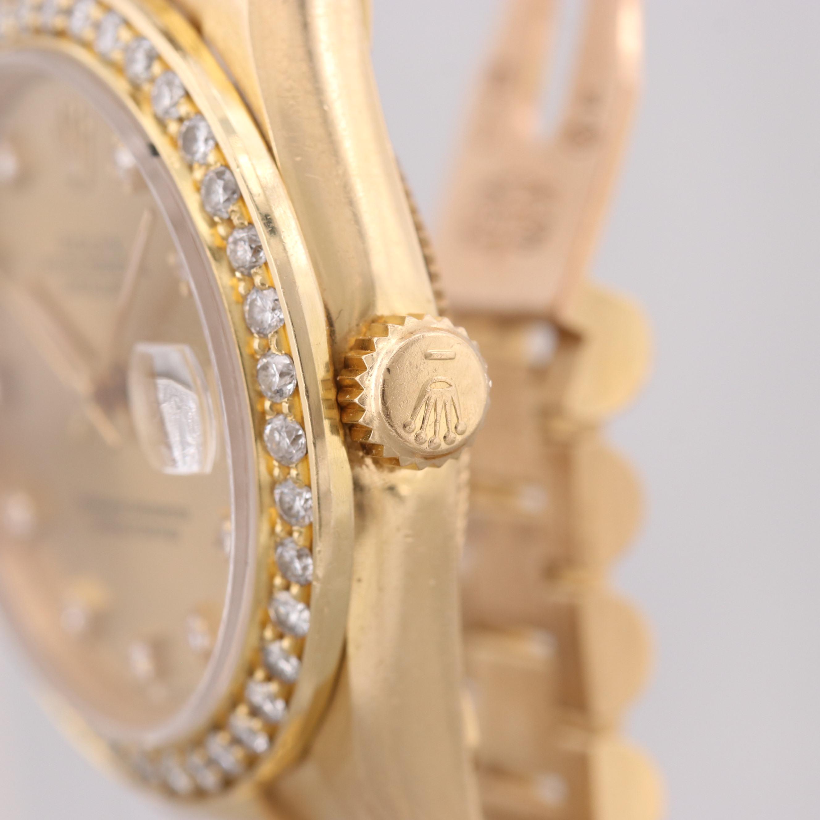Rolex Datejust 18K Yellow Gold Watch With 1.18 CTW Diamond Bezel and Dial