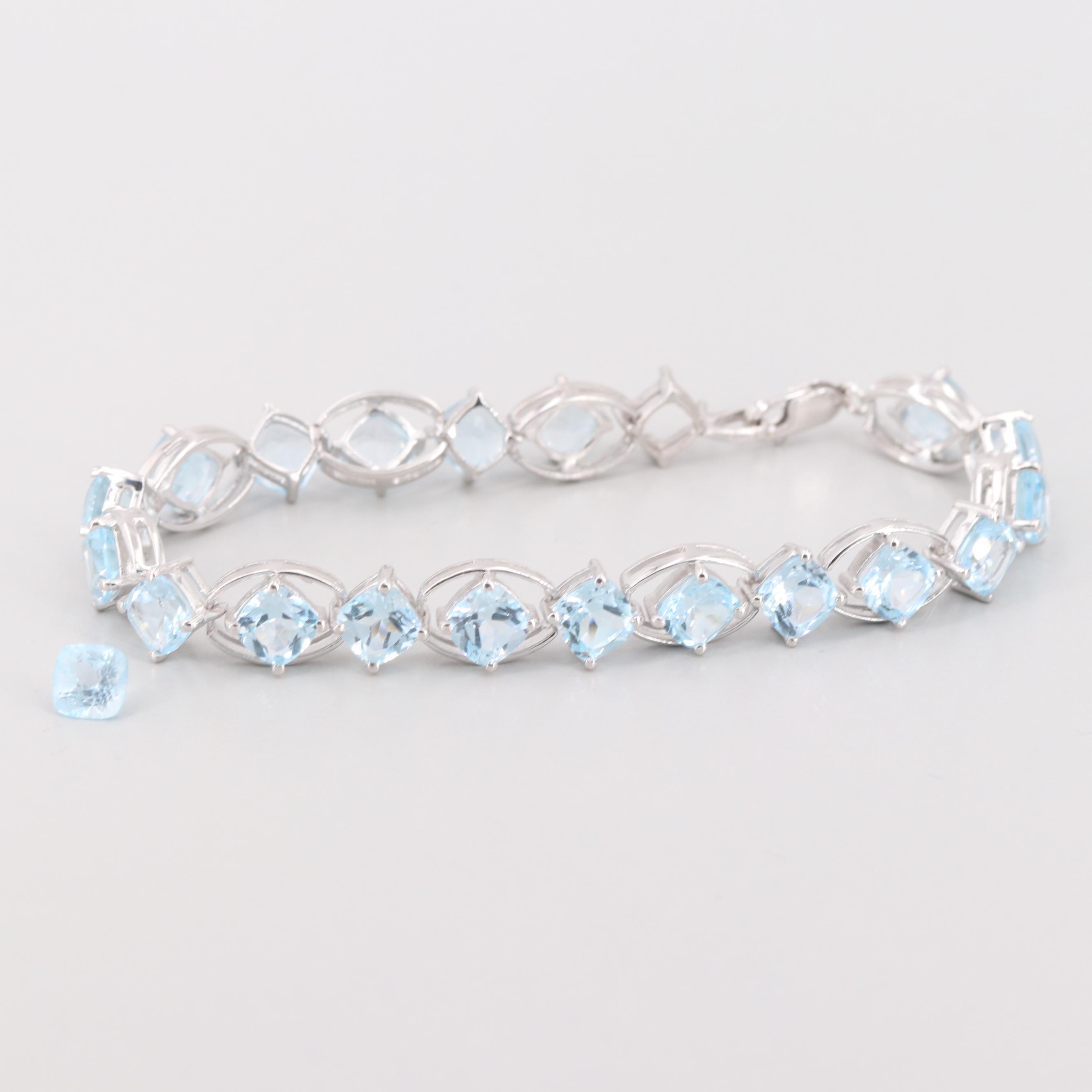 Sterling Silver Blue Topaz Bracelet