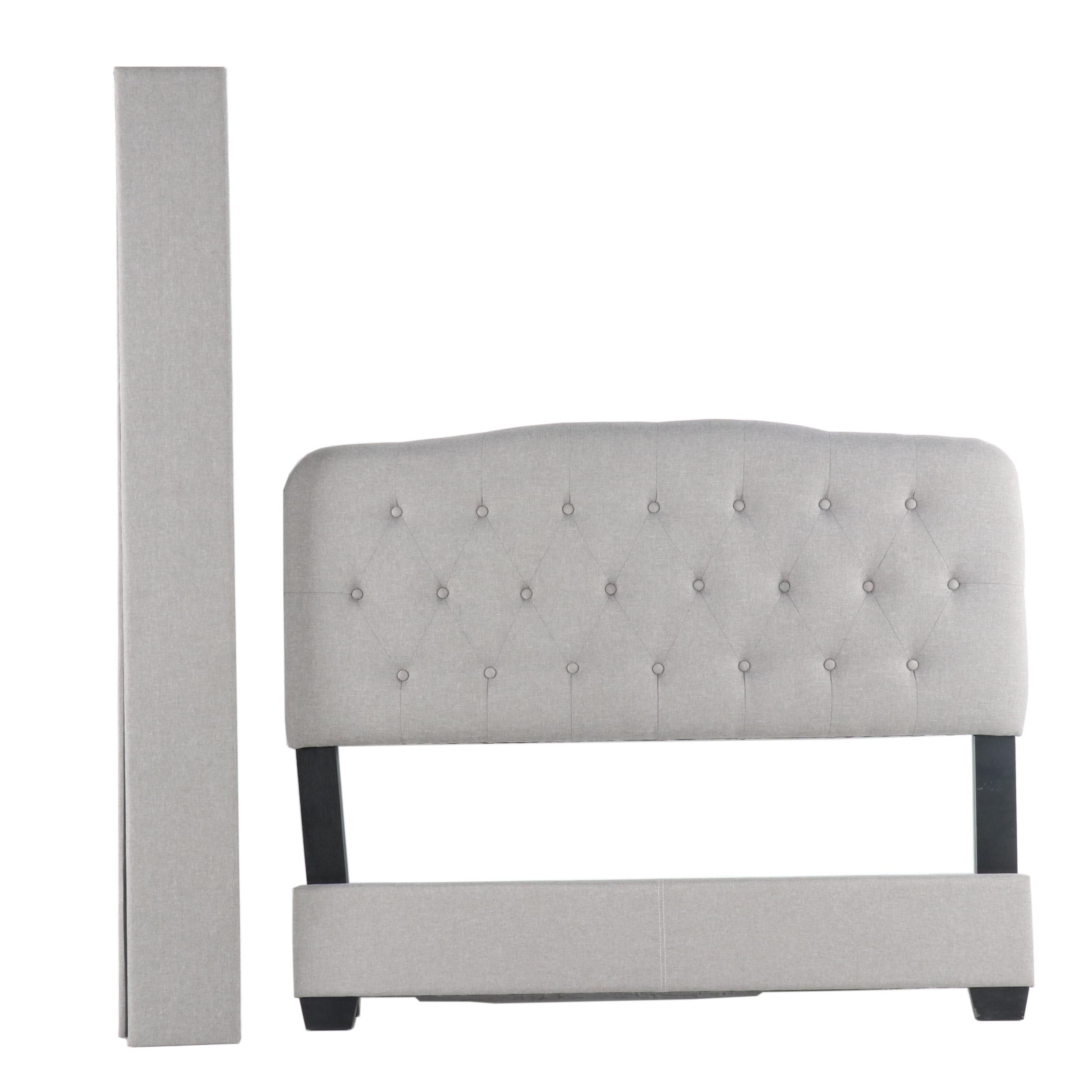 Contemporary Crown Mark Fabric Upholstered Button Tufted Queen Size Headboard