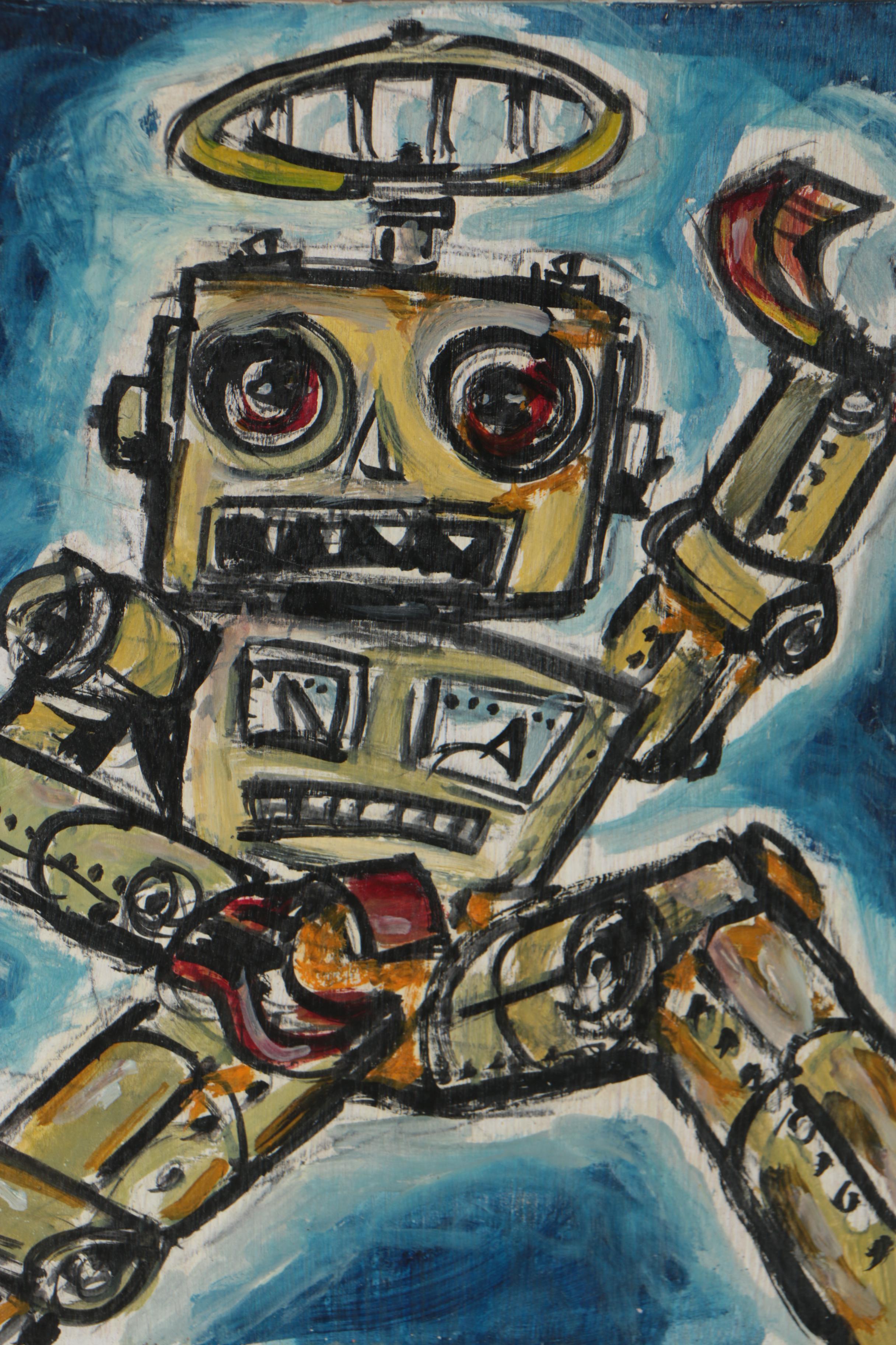 Peter Alan Crowell Oil Painting "Riot Robot"