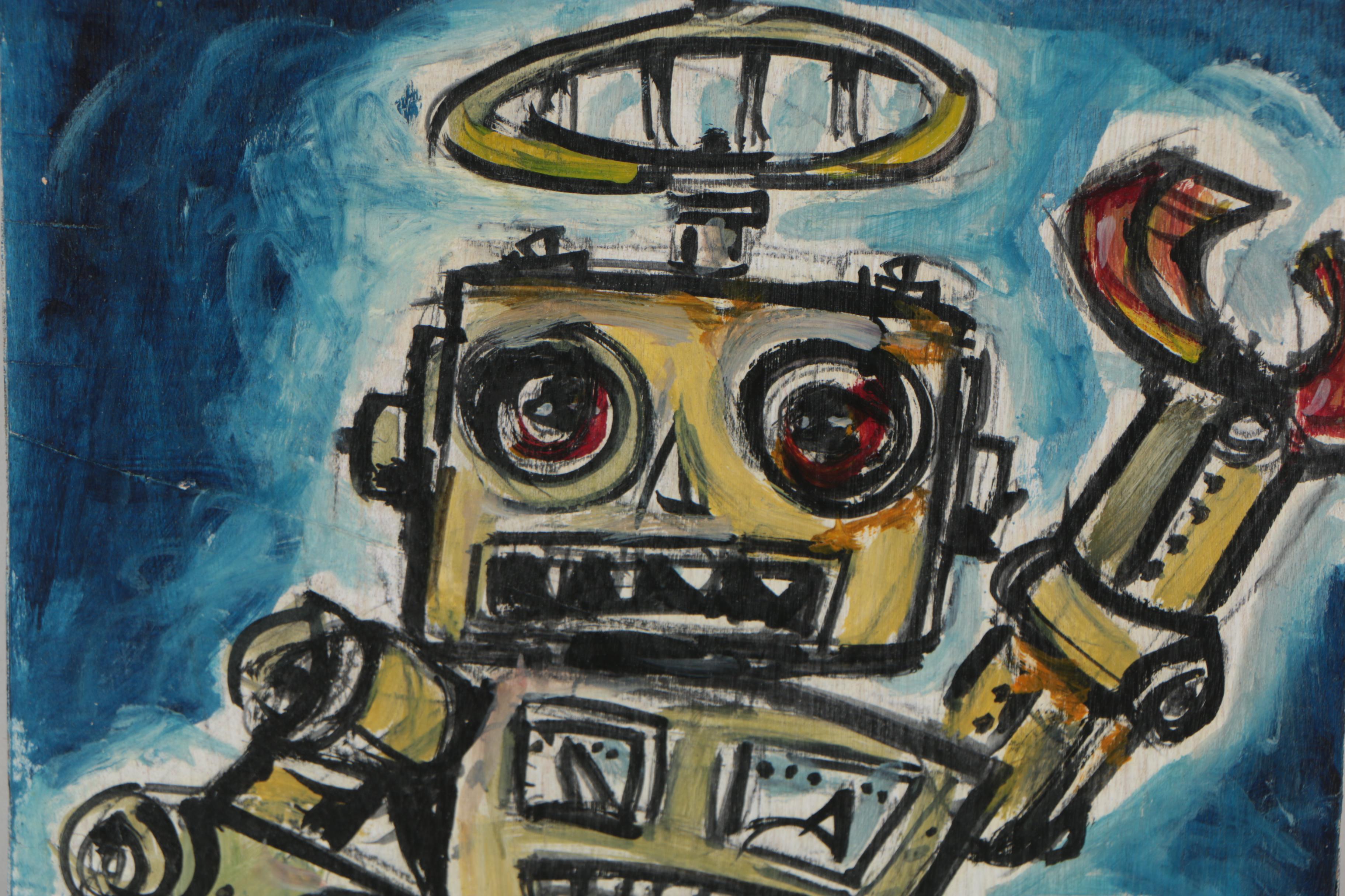Peter Alan Crowell Oil Painting "Riot Robot"