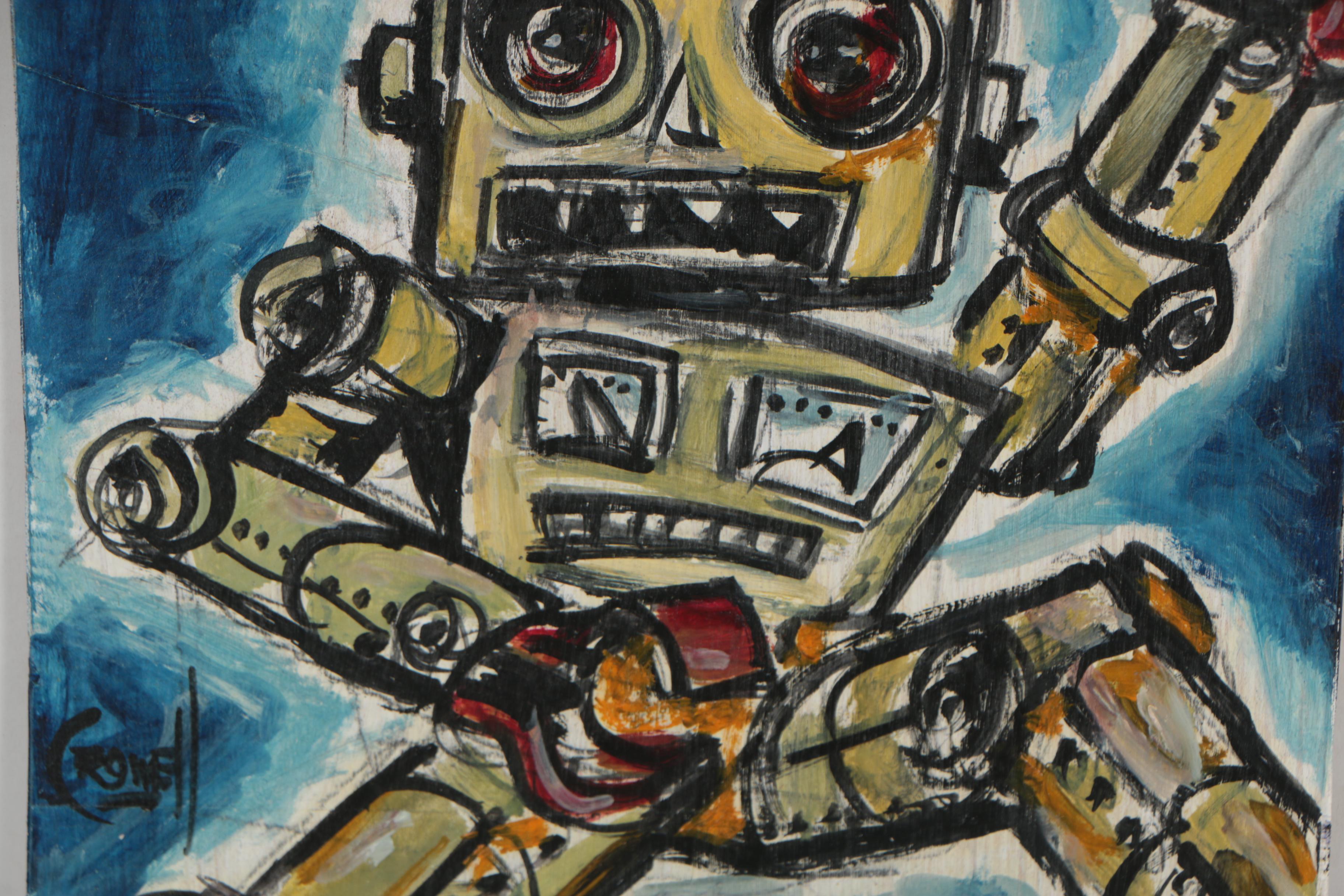 Peter Alan Crowell Oil Painting "Riot Robot"