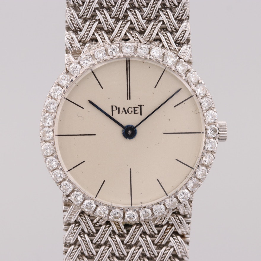 Vintage Piaget 18K White Gold Diamond Wristwatch