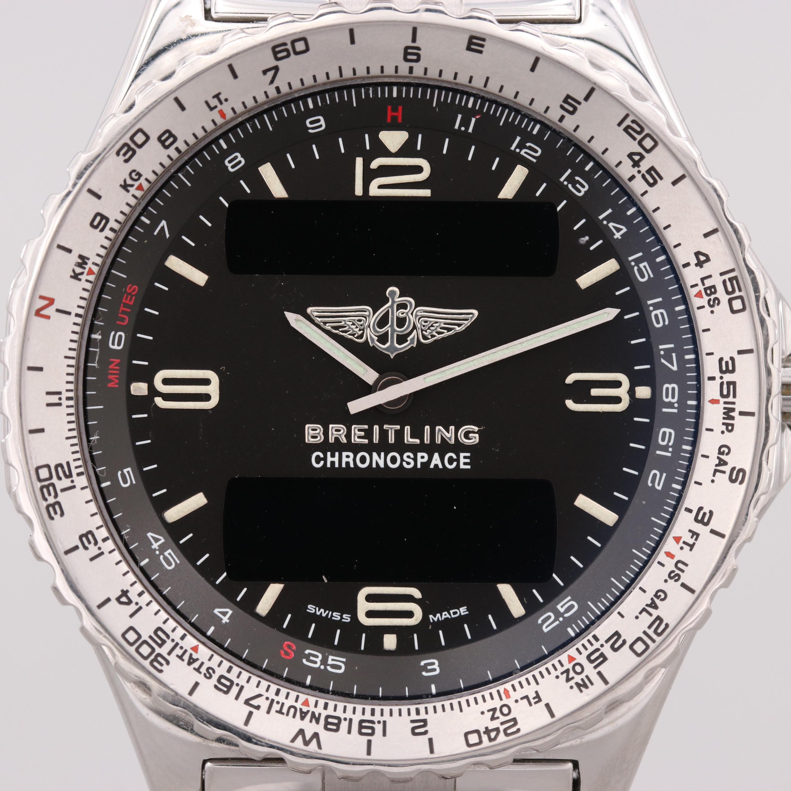Breitling Chronospace Stainless Steel Analog/Digital Quartz Watch