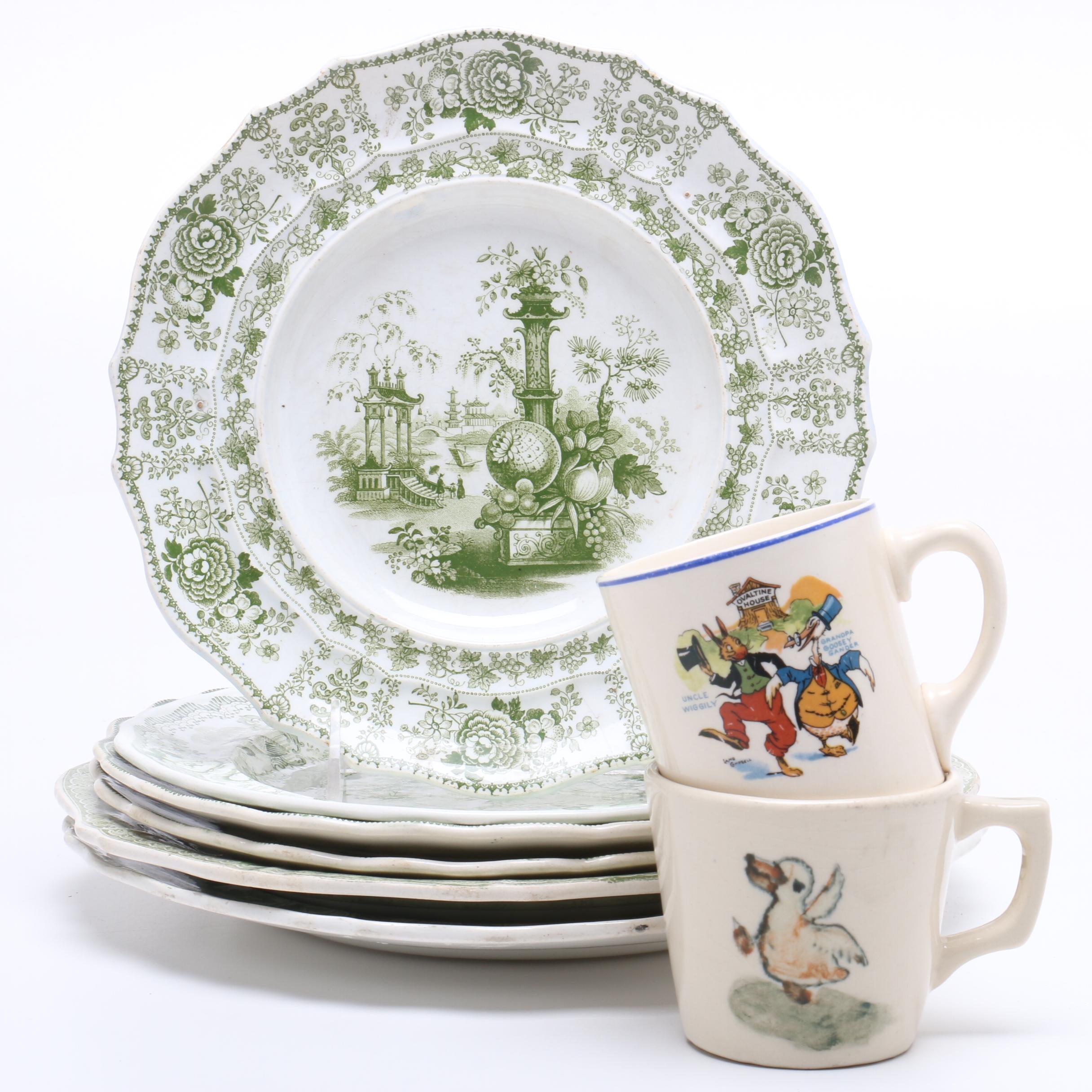 Antique Transferware Featuring Pountney and Allies Dinner Plate, circa 1800s