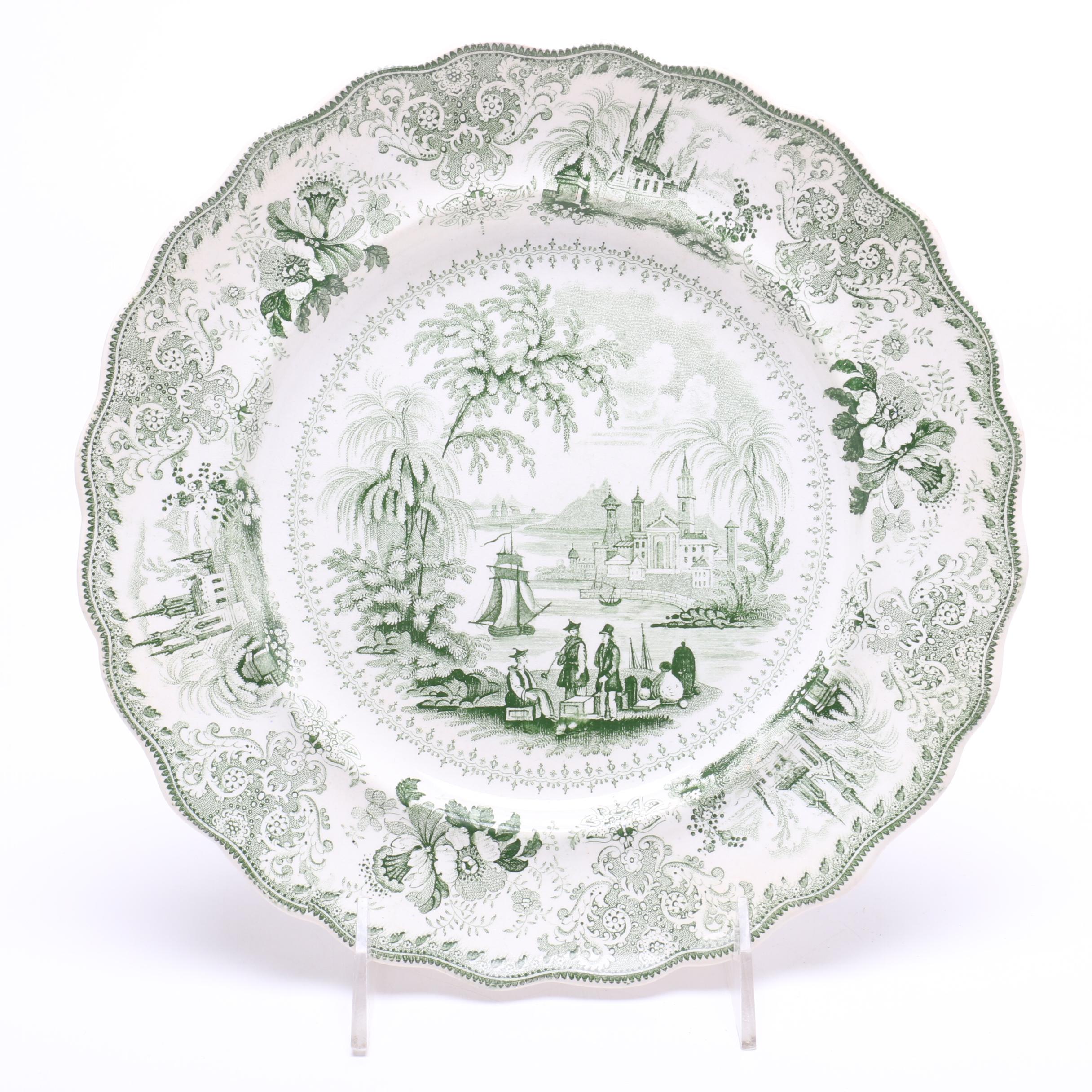 Antique Transferware Featuring Pountney and Allies Dinner Plate, circa 1800s