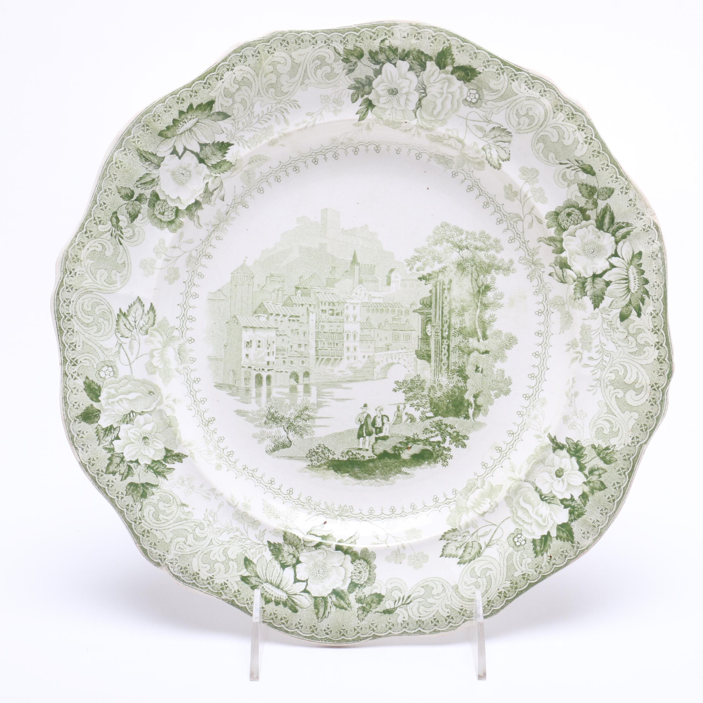Antique Transferware Featuring Pountney and Allies Dinner Plate, circa 1800s