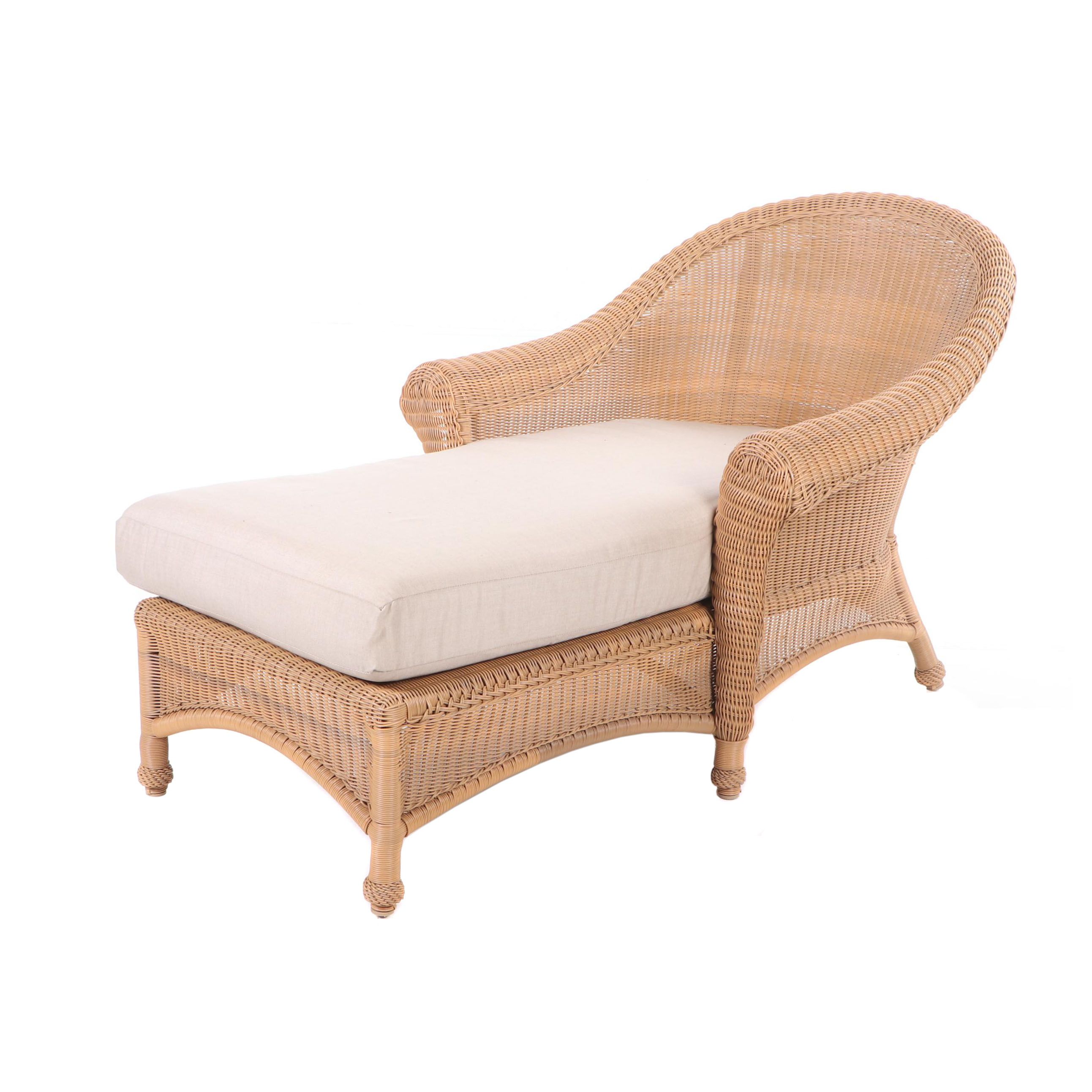 Contemporary Tan Wicker Chaise Lounge
