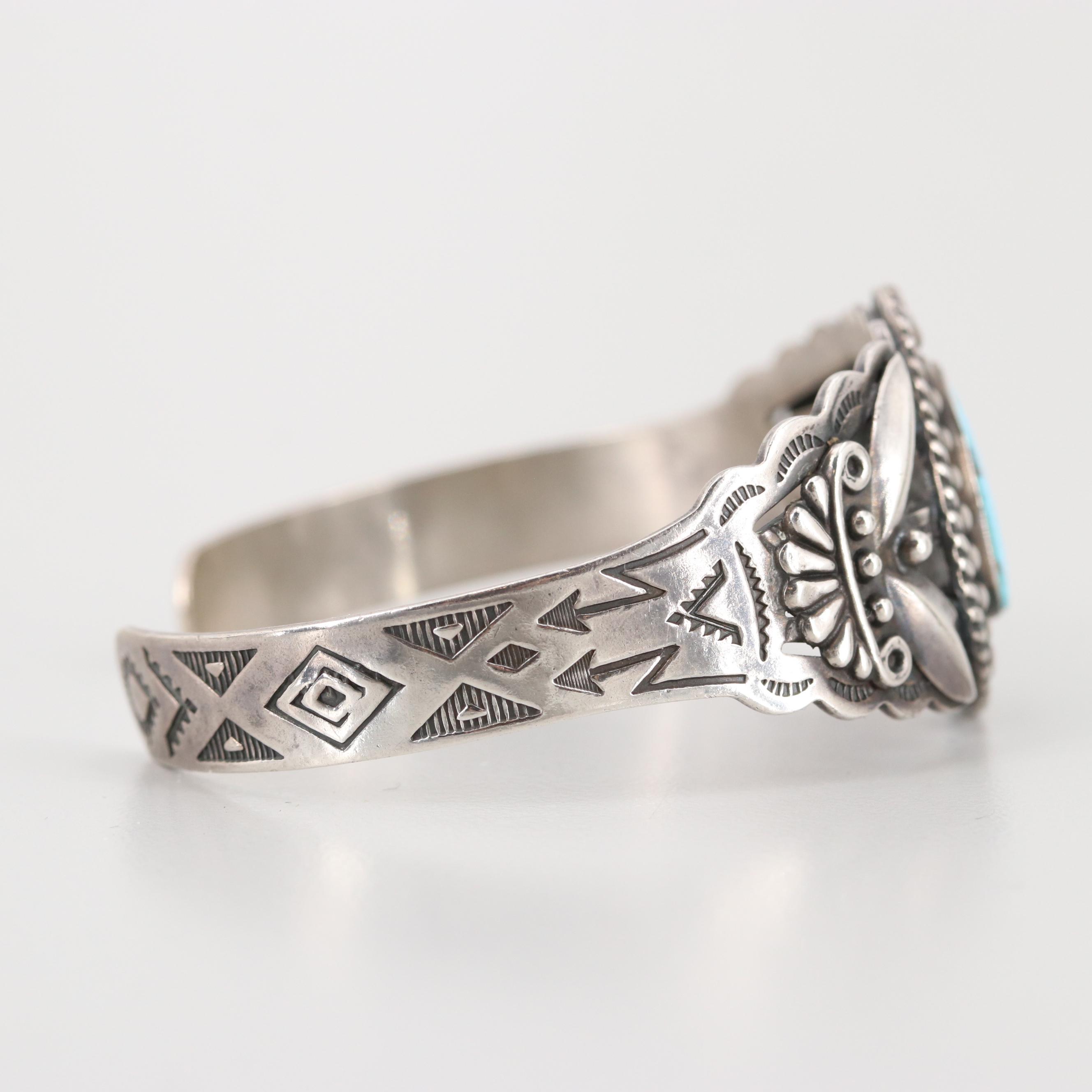 Southwestern Style Sterling Silver Turquoise Cuff Bracelet