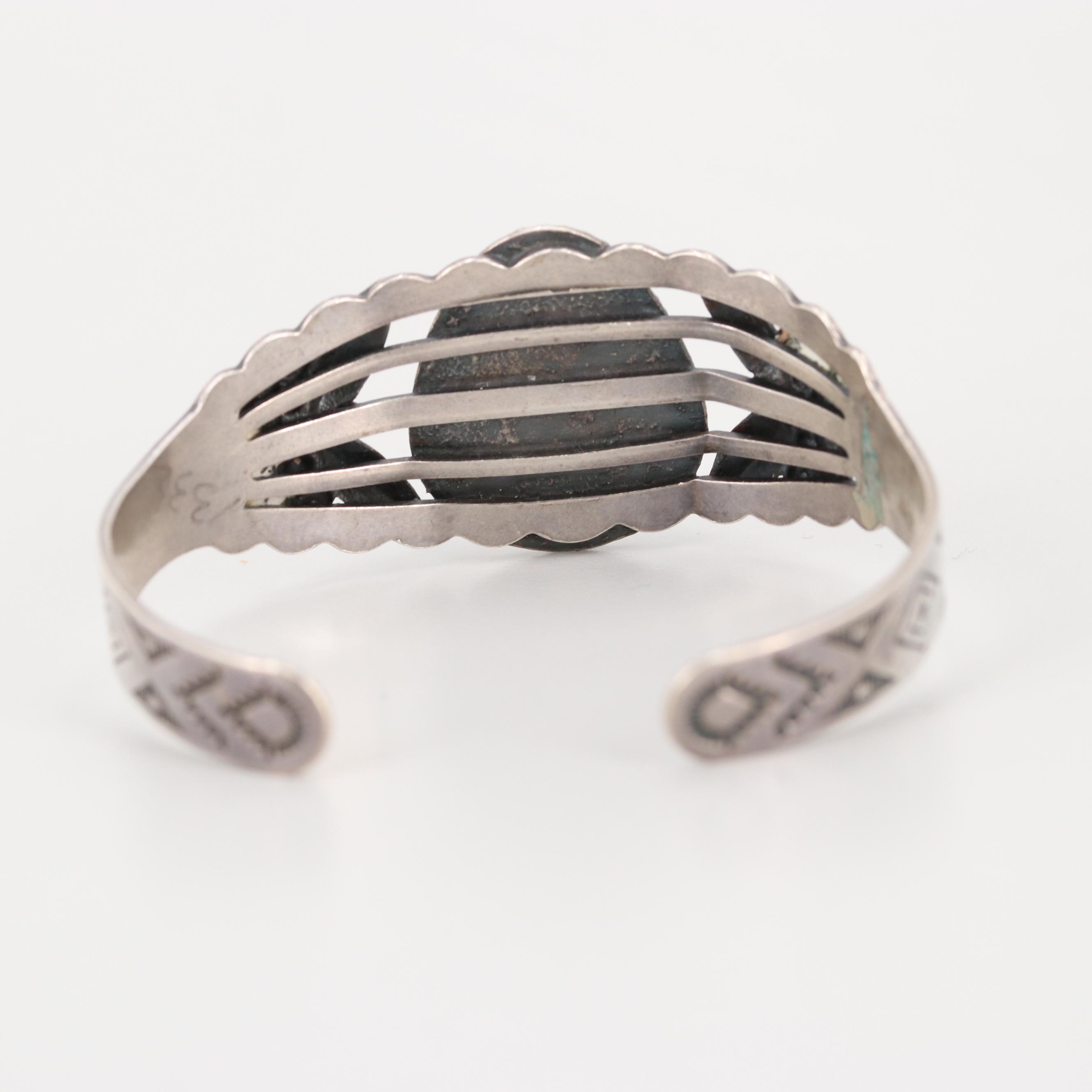 Southwestern Style Sterling Silver Turquoise Cuff Bracelet