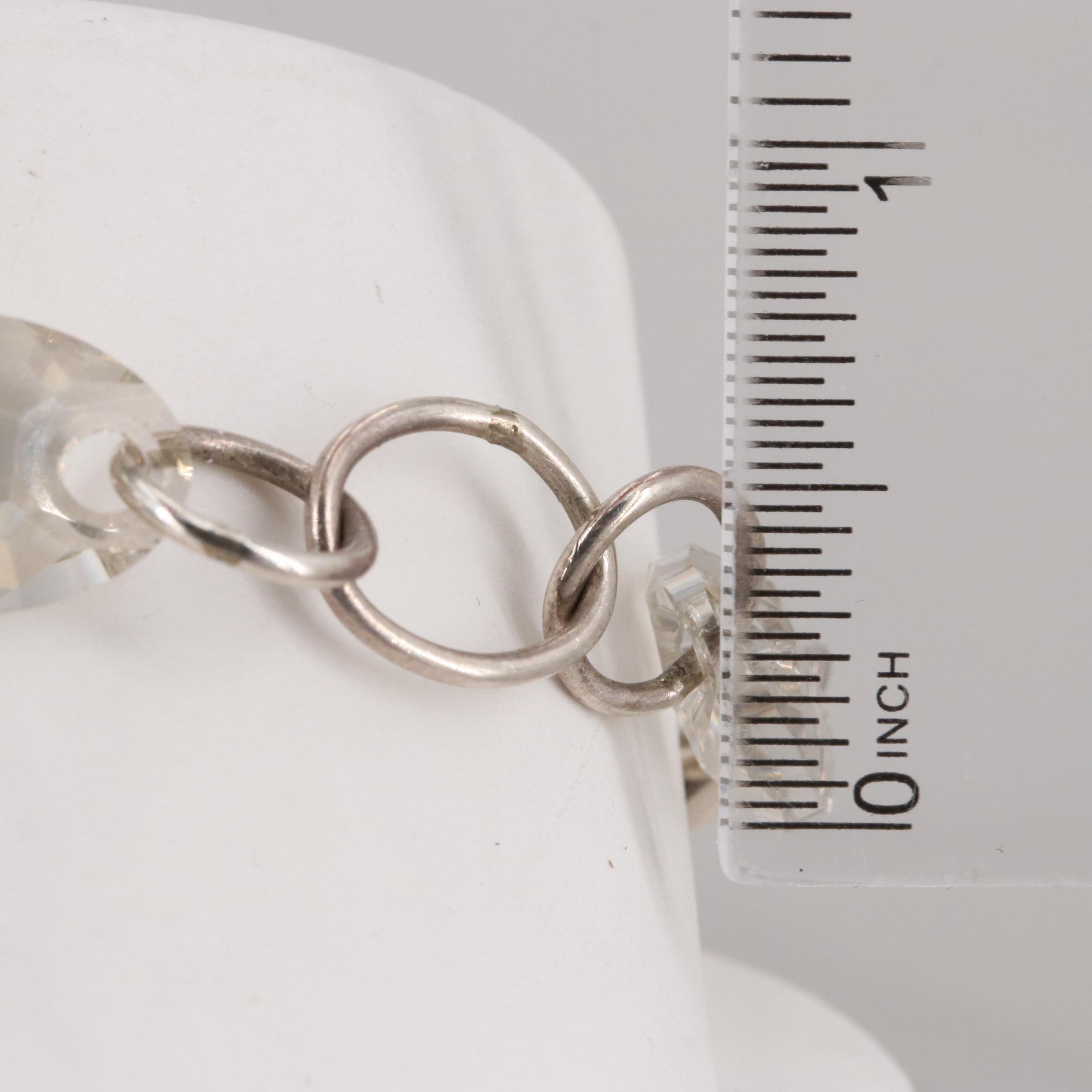 Linda Thelin Sterling Silver Faceted Glass Bracelet