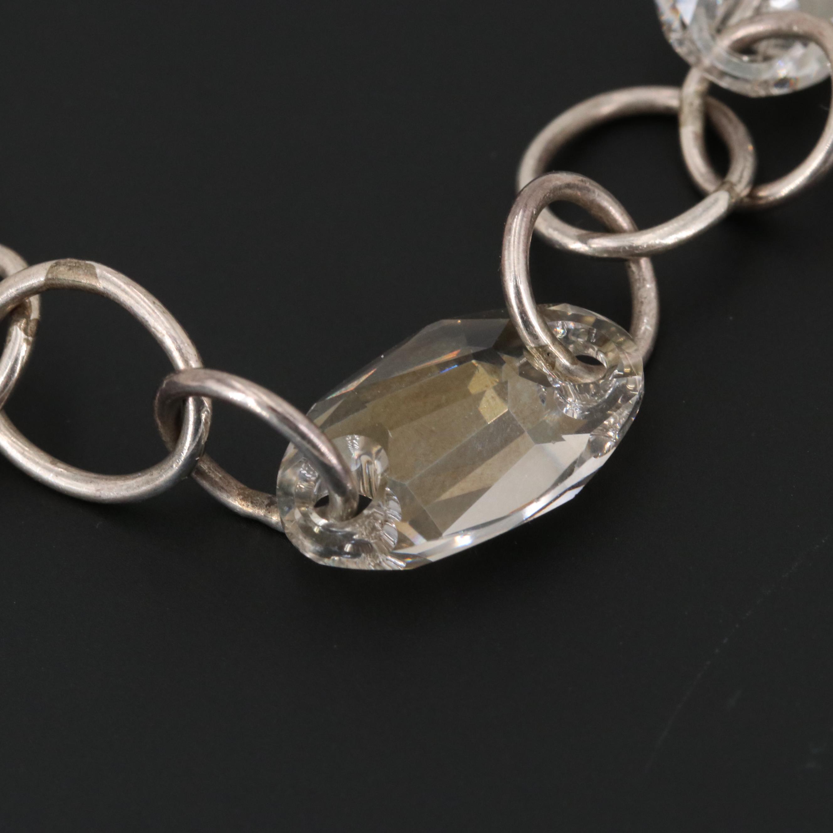 Linda Thelin Sterling Silver Faceted Glass Bracelet