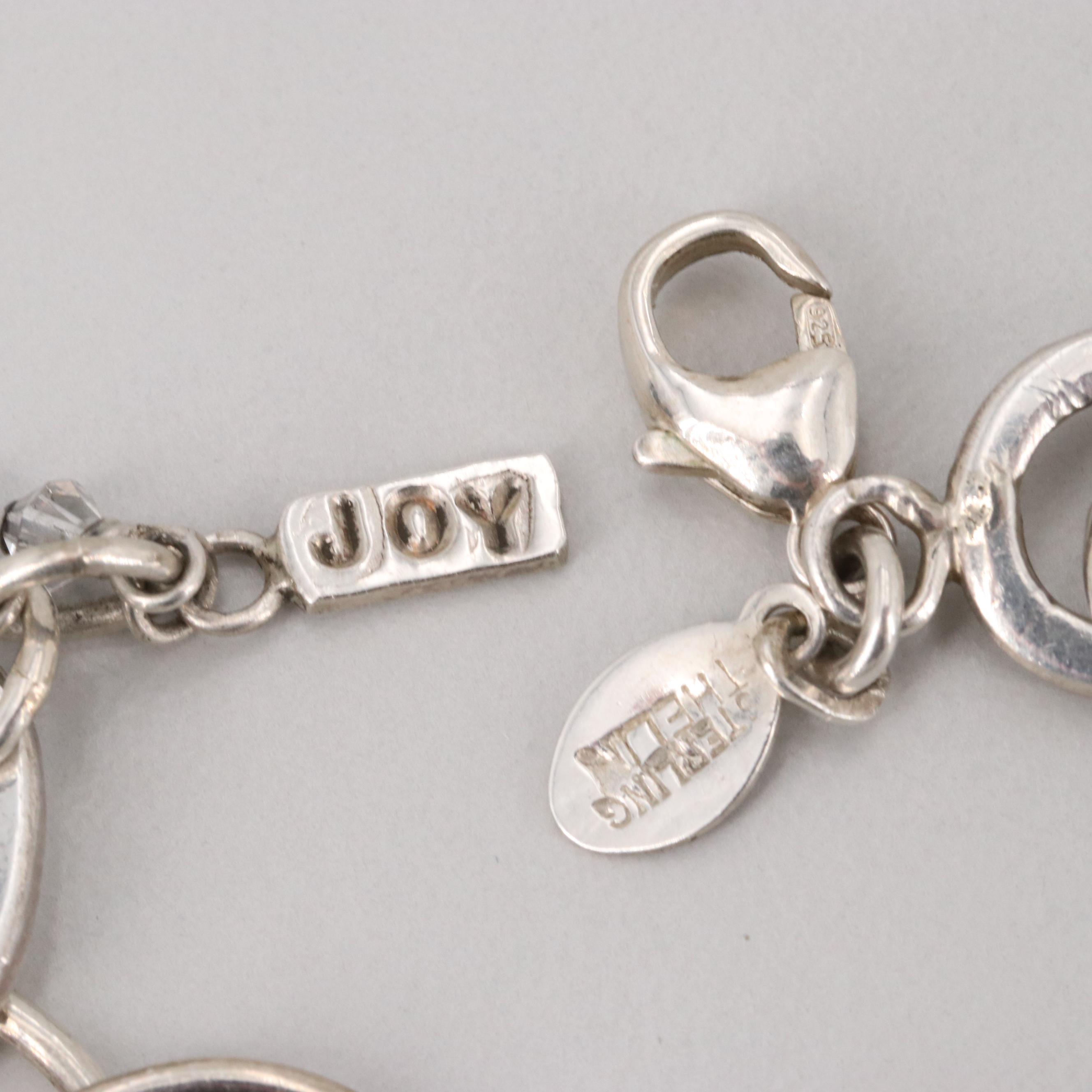 Linda Thelin Sterling Silver Faceted Glass Bracelet