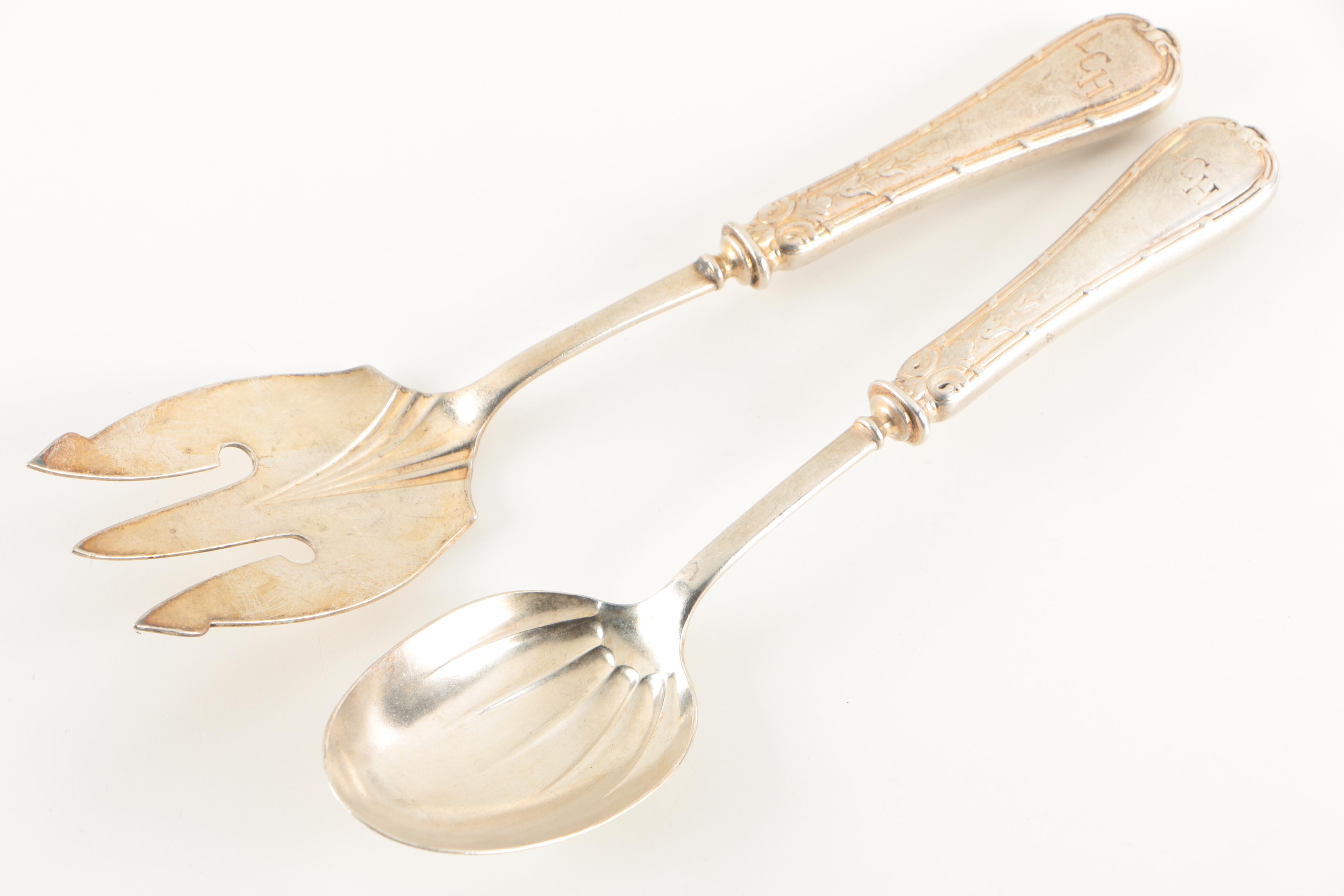 R. Wallace Triple Plate "London Chop House" Salad Serving Set & other Serveware