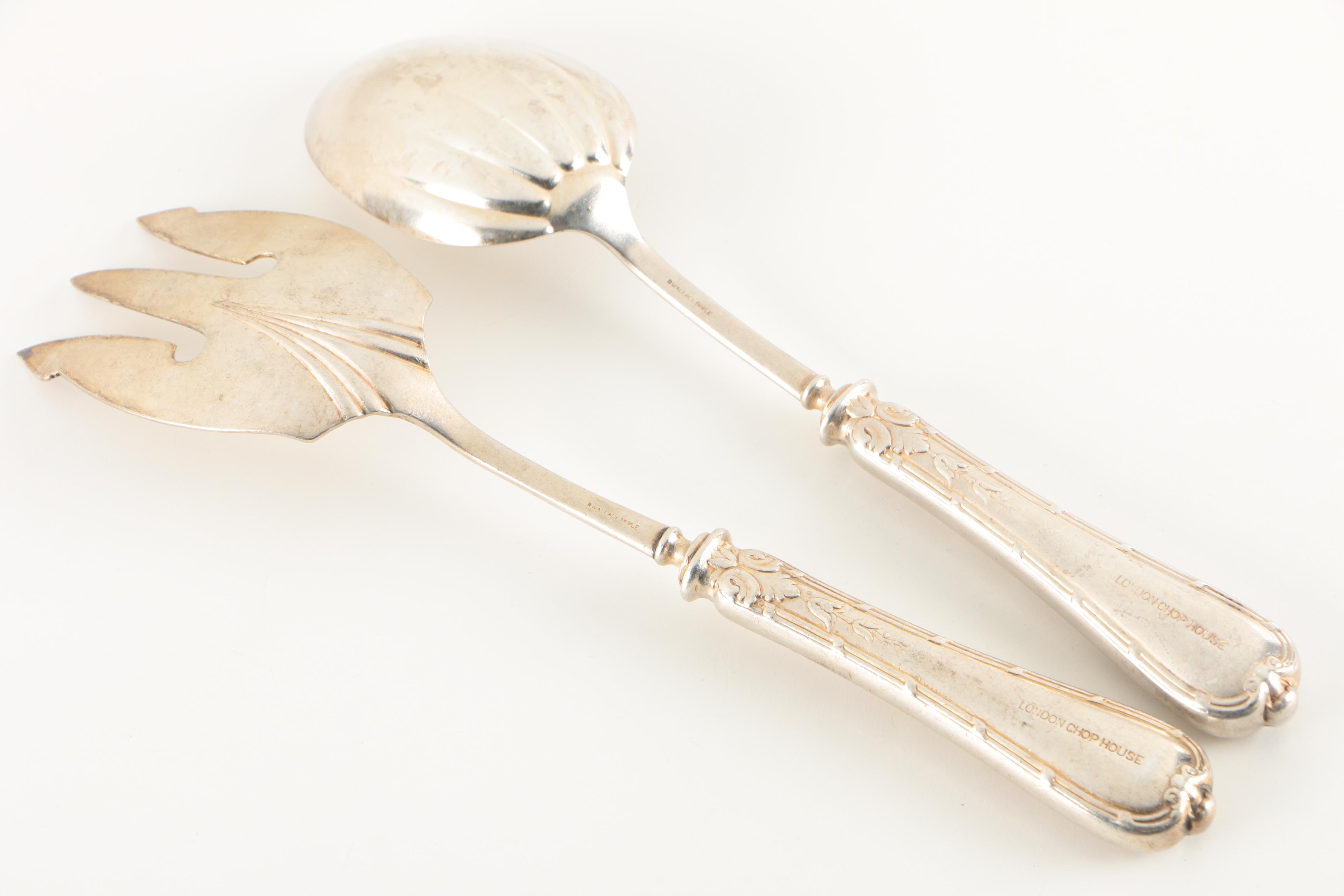 R. Wallace Triple Plate "London Chop House" Salad Serving Set & other Serveware