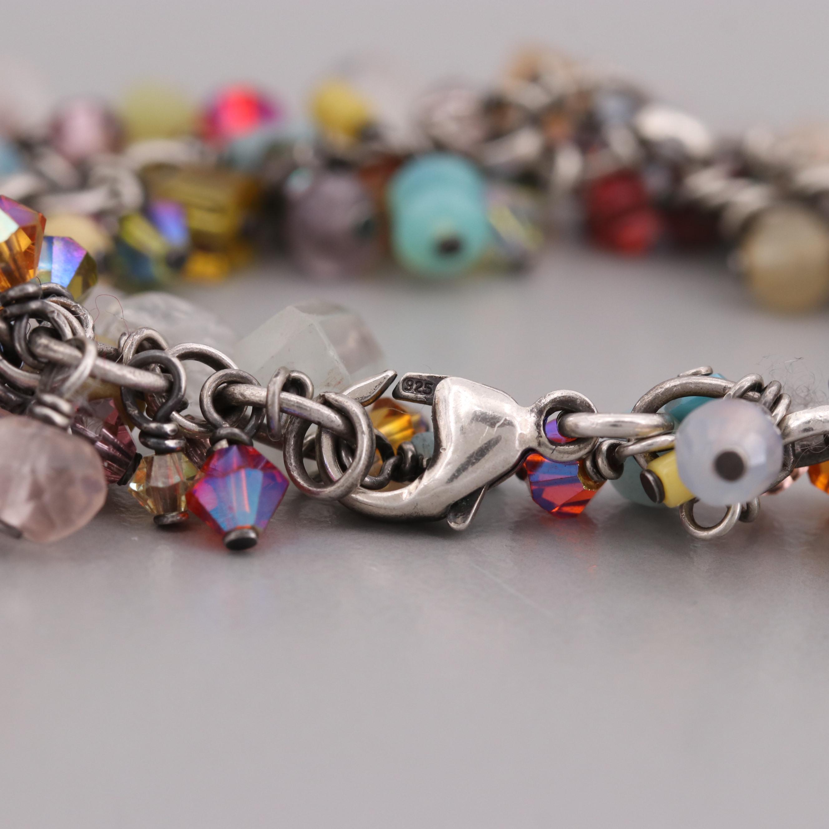 Sterling Silver Rose Quartz, Unakite and Imitation Pearl Bracelets