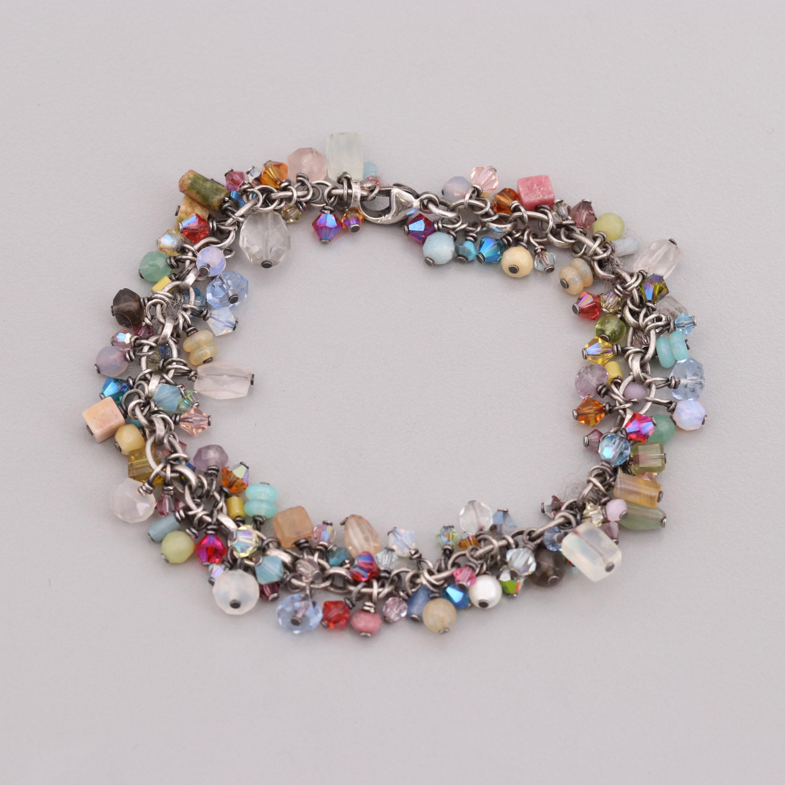 Sterling Silver Rose Quartz, Unakite and Imitation Pearl Bracelets