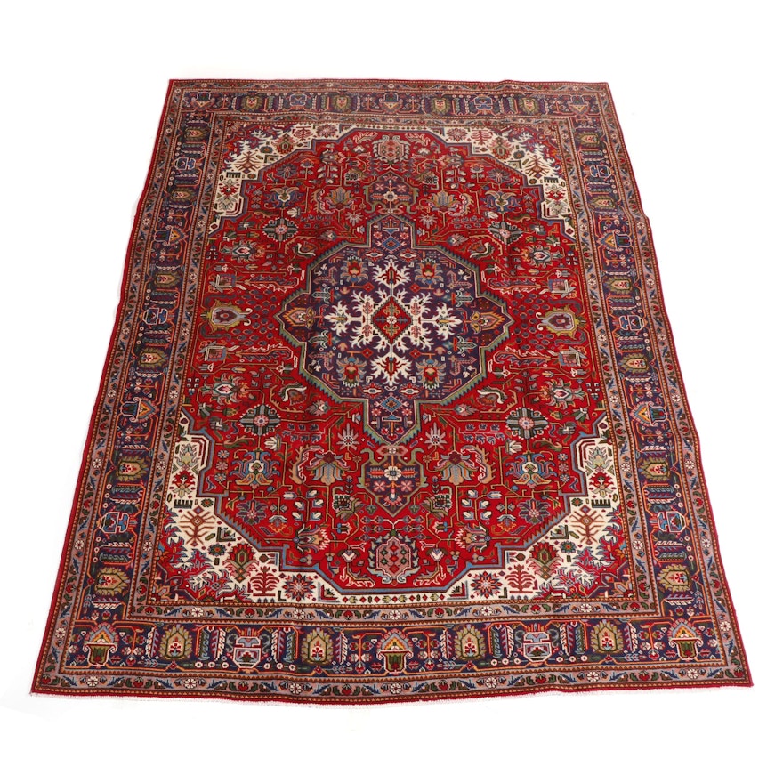 Hand-Knotted Tabriz Wool Area Rug, Contemporary