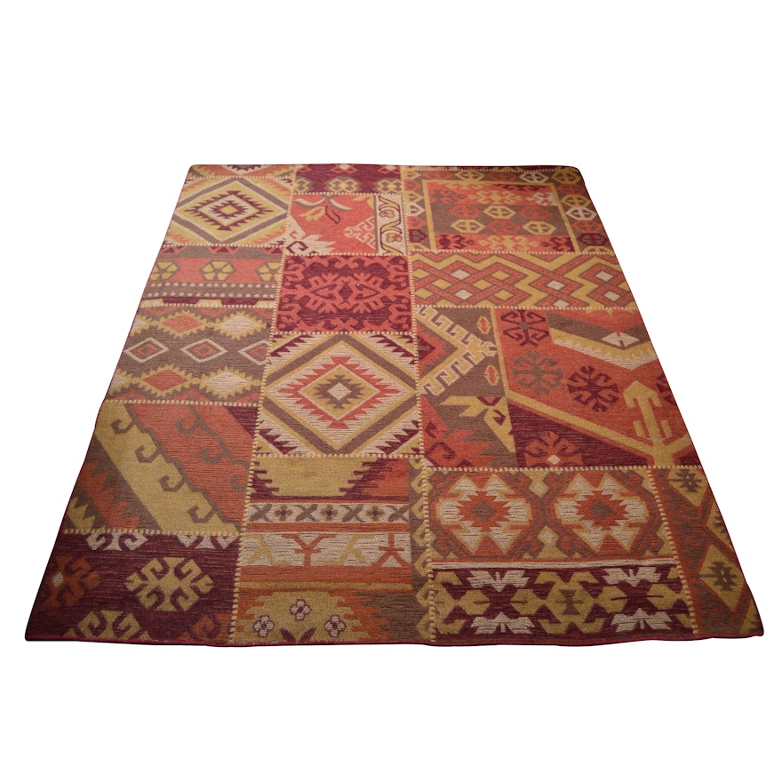 Machine Woven Ankara Collection indian Wool Blend Rug