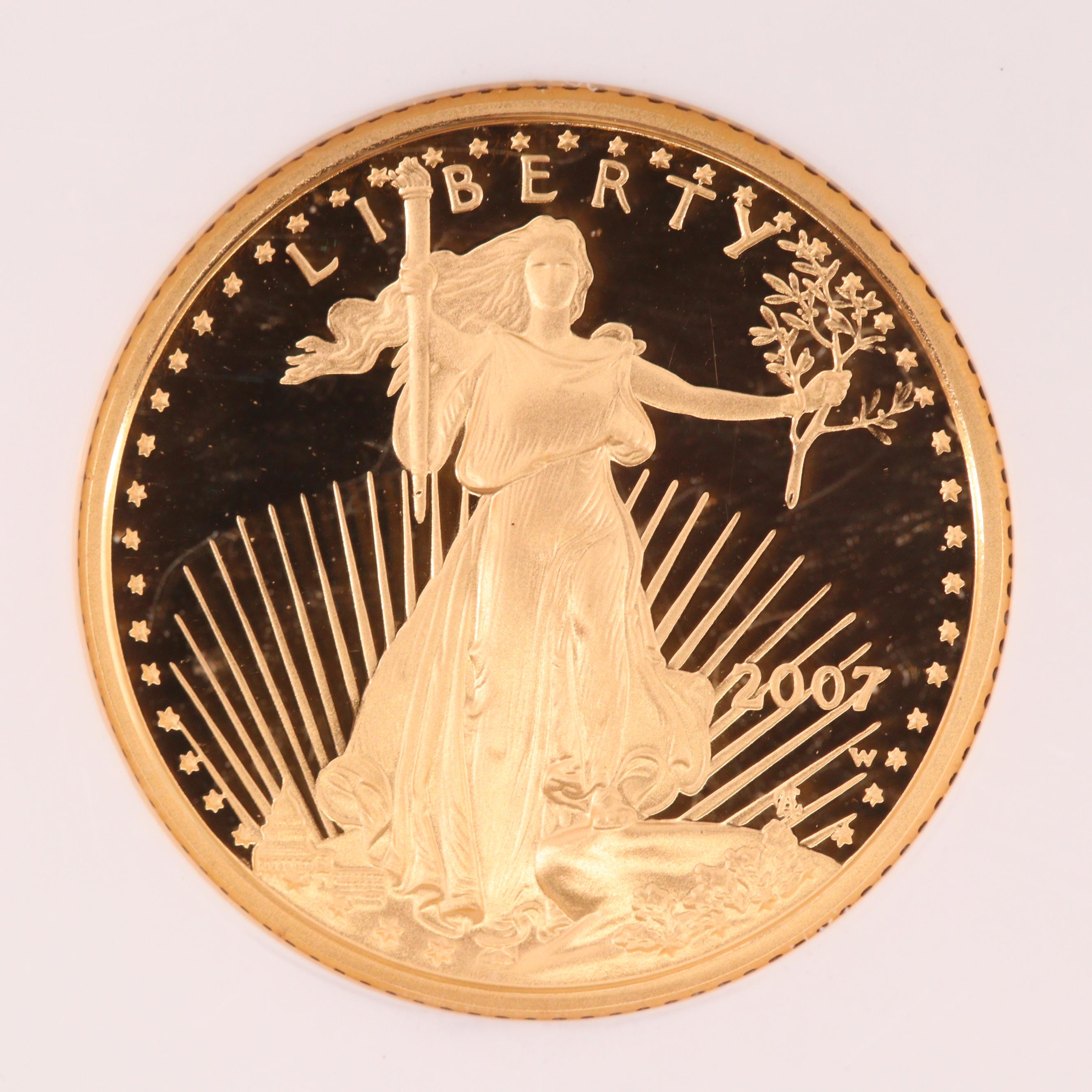 NGC Graded PF70 Ultra Cameo 2007-W American Eagle $5 1/10 Oz Gold Bullion Coin