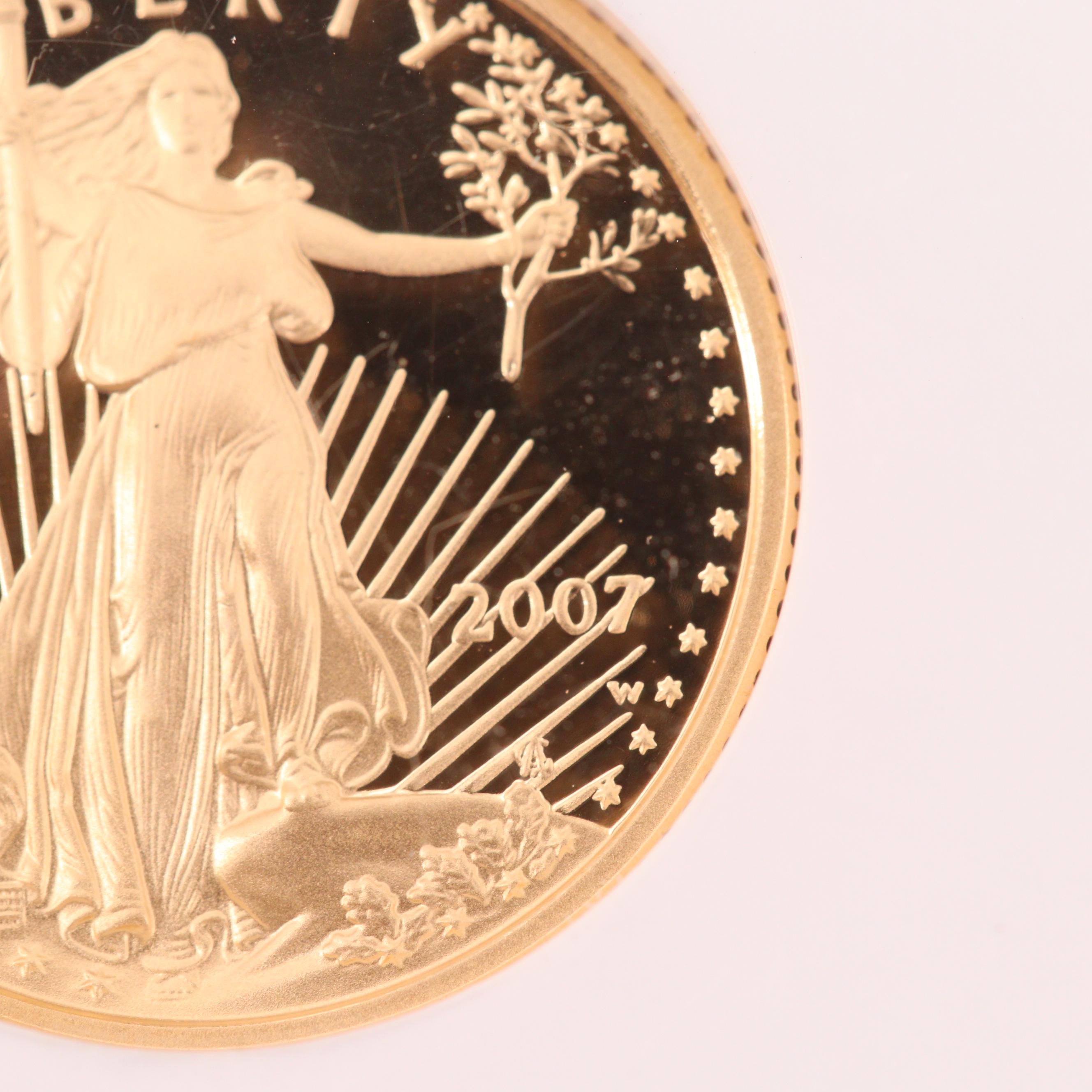 NGC Graded PF70 Ultra Cameo 2007-W American Eagle $5 1/10 Oz Gold Bullion Coin