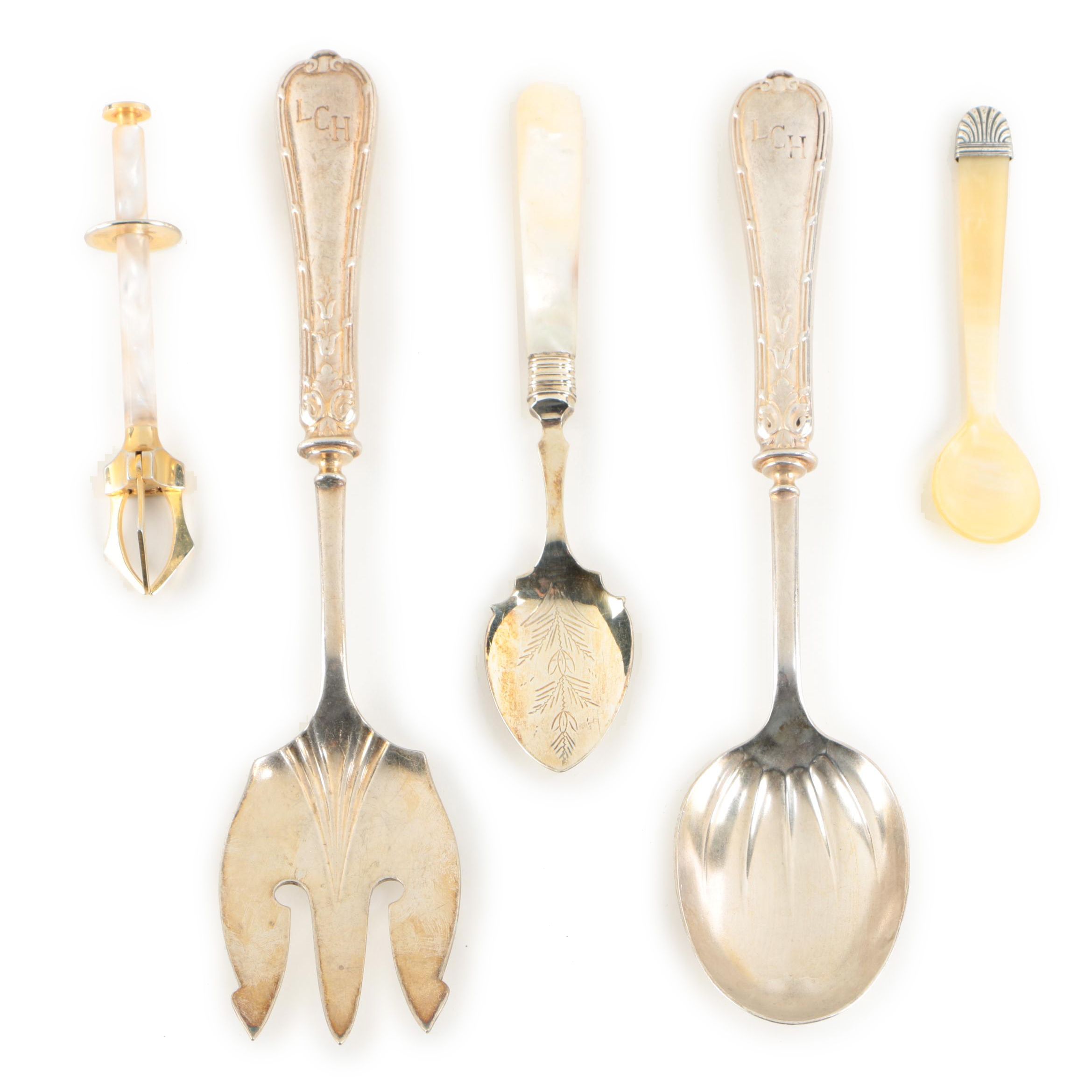 R. Wallace Triple Plate "London Chop House" Salad Serving Set & other Serveware