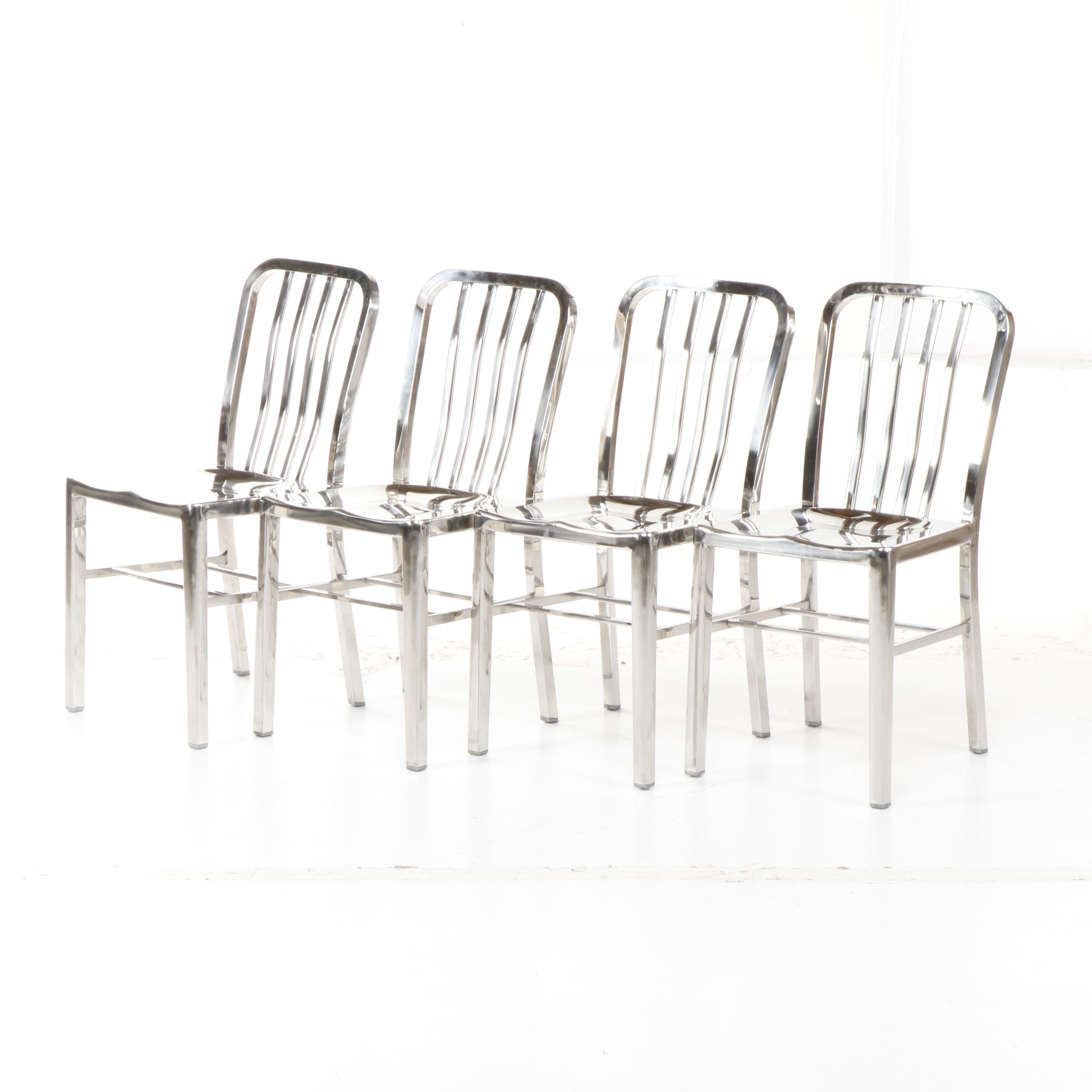 Crate & Barrel "Delta Mirror" Chrome Side Chairs