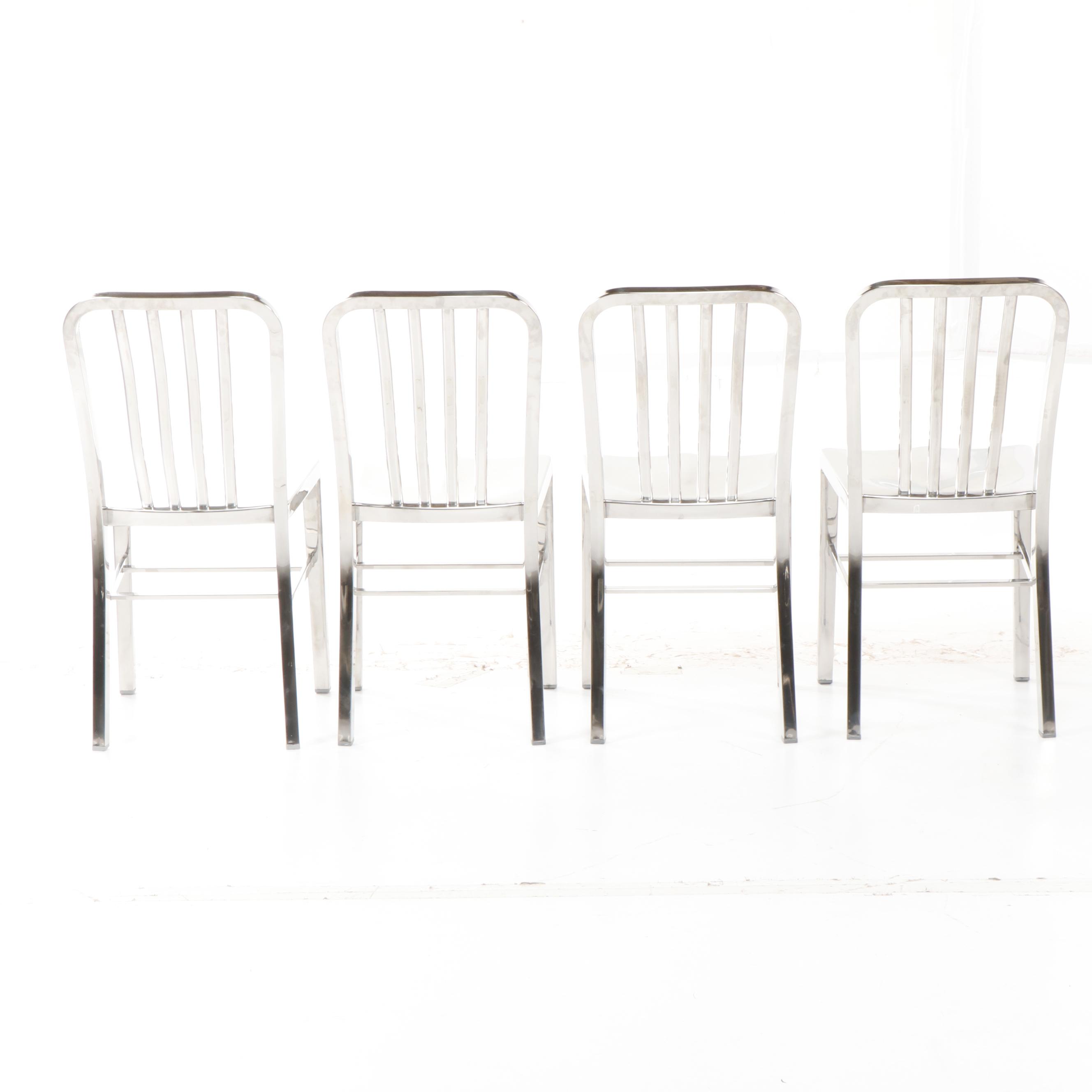 Crate & Barrel "Delta Mirror" Chrome Side Chairs