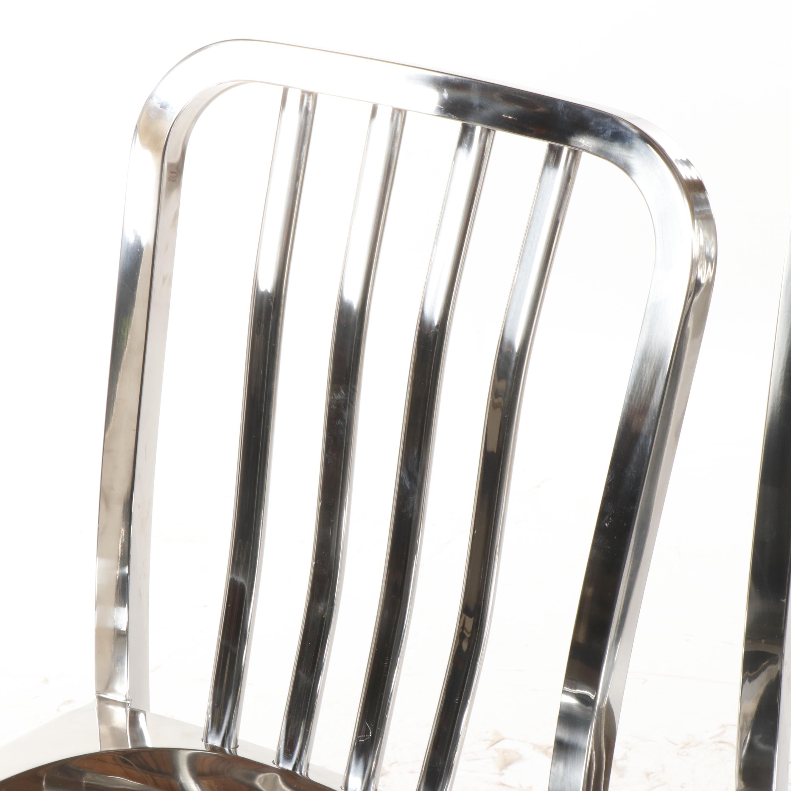 Crate & Barrel "Delta Mirror" Chrome Side Chairs