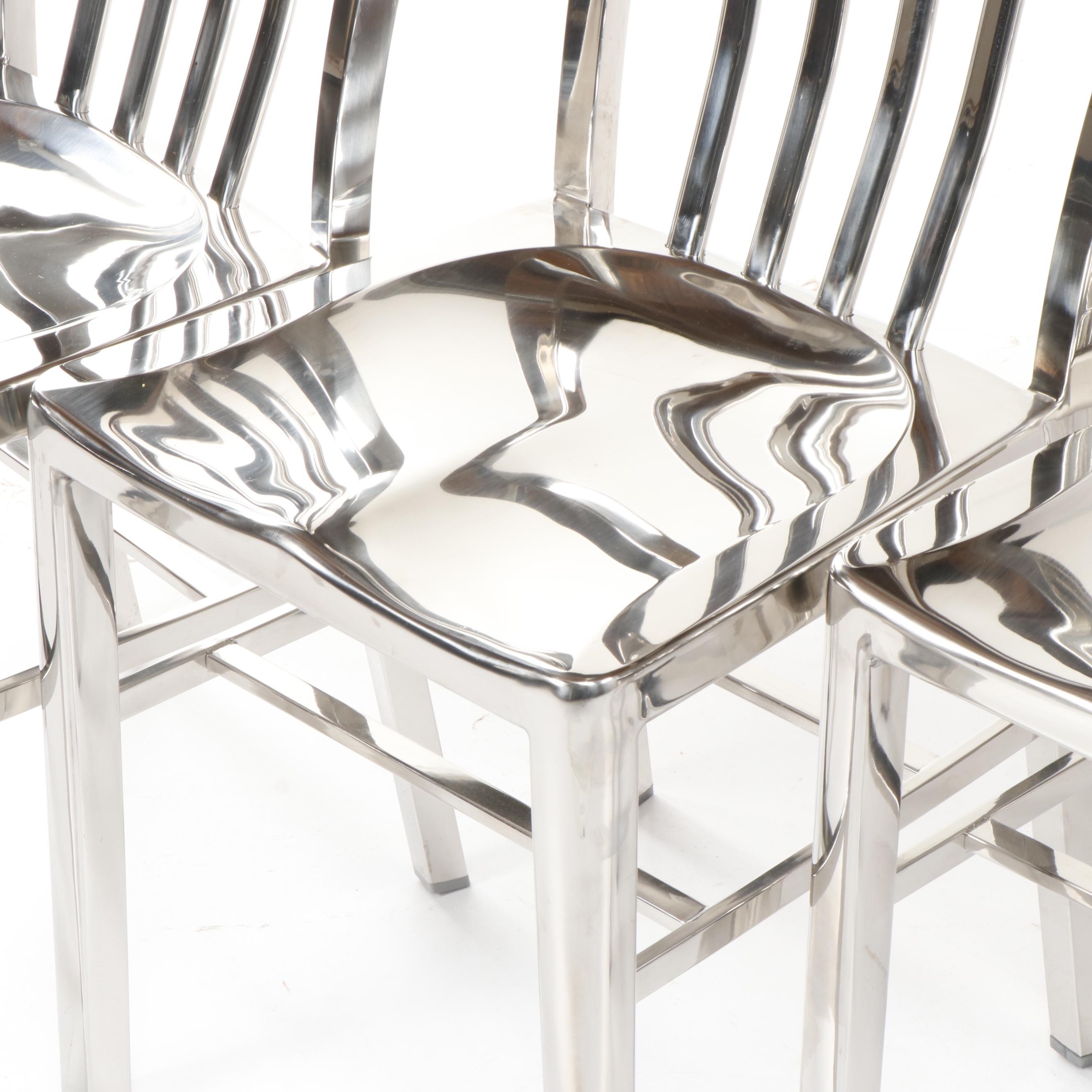Crate & Barrel "Delta Mirror" Chrome Side Chairs